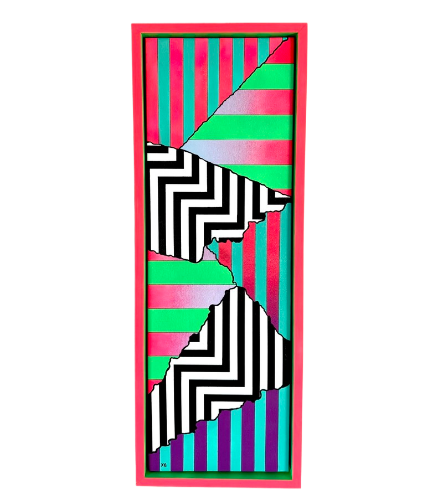prismMirage. | 12x36 Mixed Media on Canvas. Hand built frame.