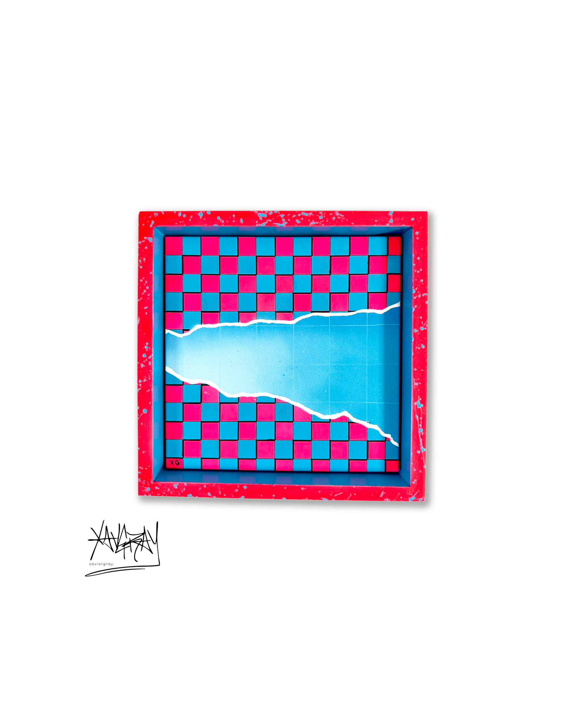 sutureBlue. | 12"W x 12"H | Mixed Media | Hand Built frame