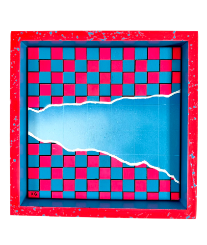 sutureBlue. | 12x12 Mixed Media on Canvas. Hand built frame.