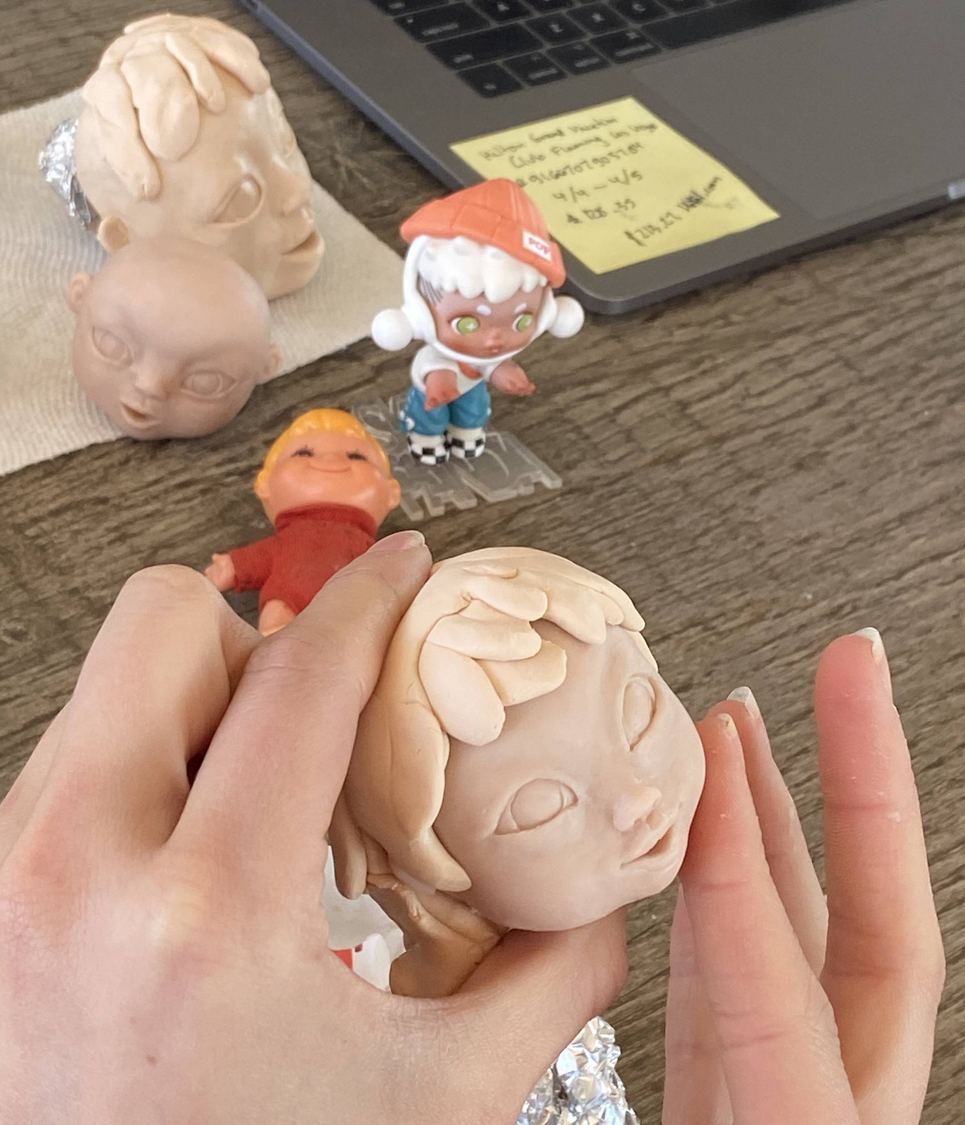 Initial head sculpts to help founder comprehend visually and physically in real time
