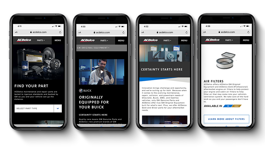 ACDelco.com Mobile Screens 2020
