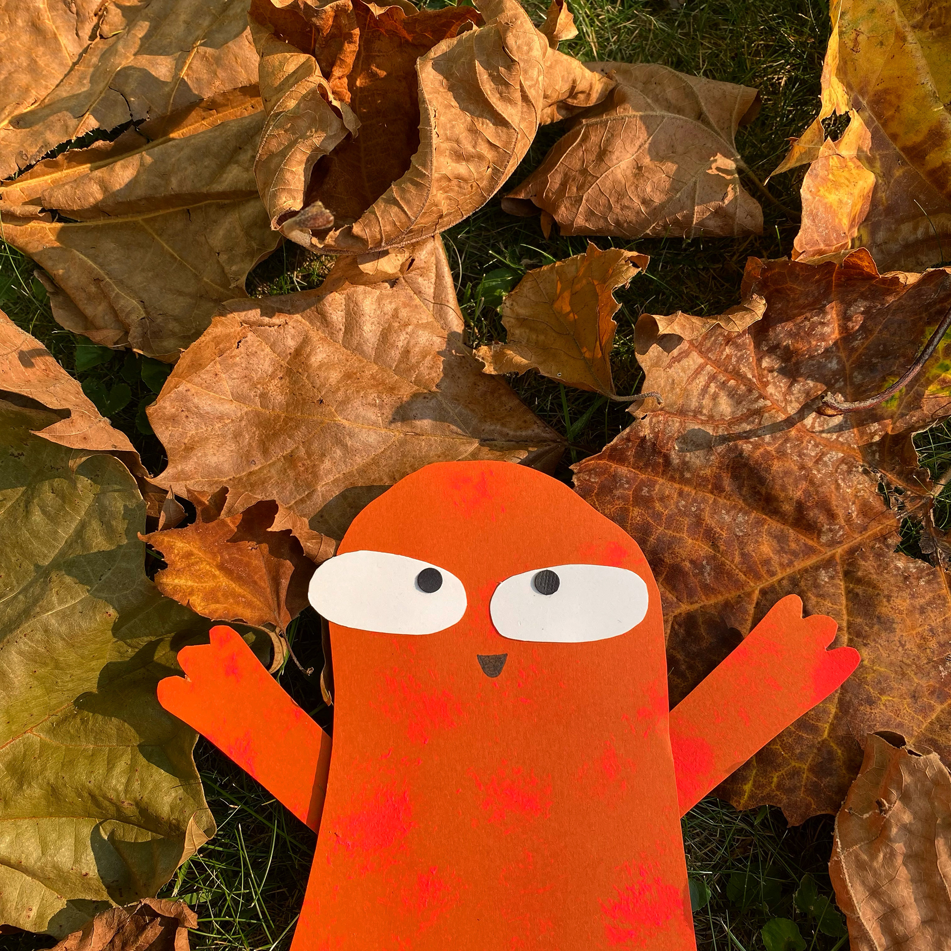 "Leaf Pile!" Paper, Paint, Found Objects - 2021