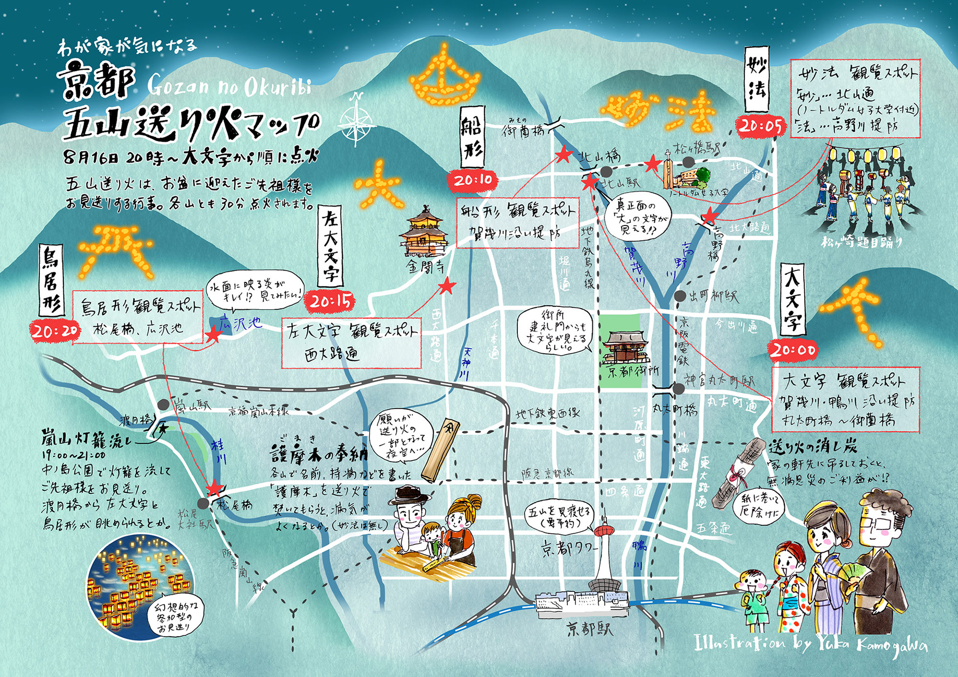五山送り火マップ / Gozan Okuribi Map｜2019