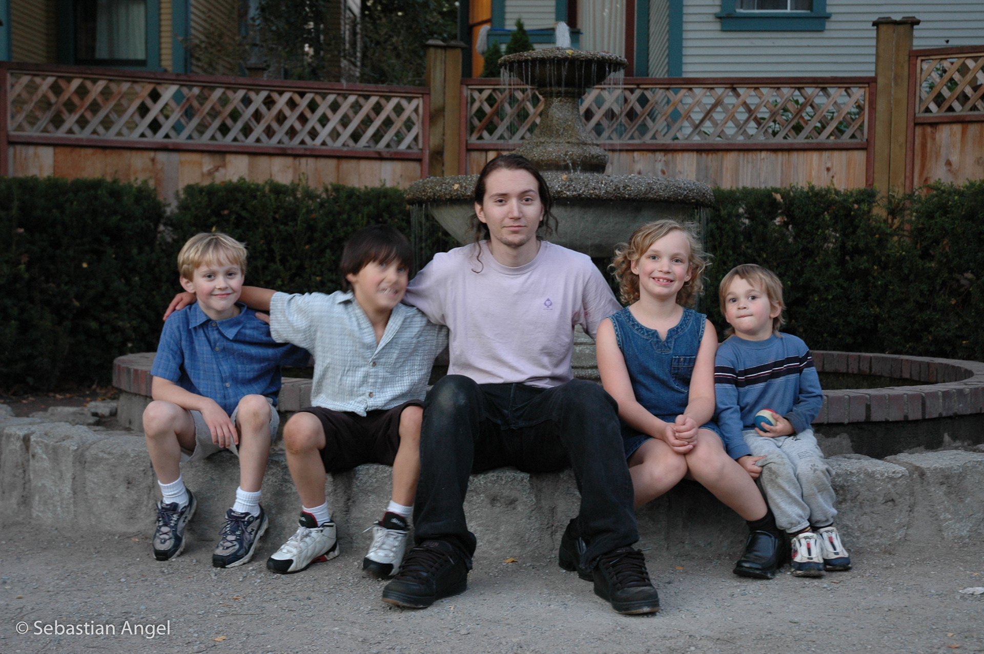 Director Sebastian Angel with the young cast.