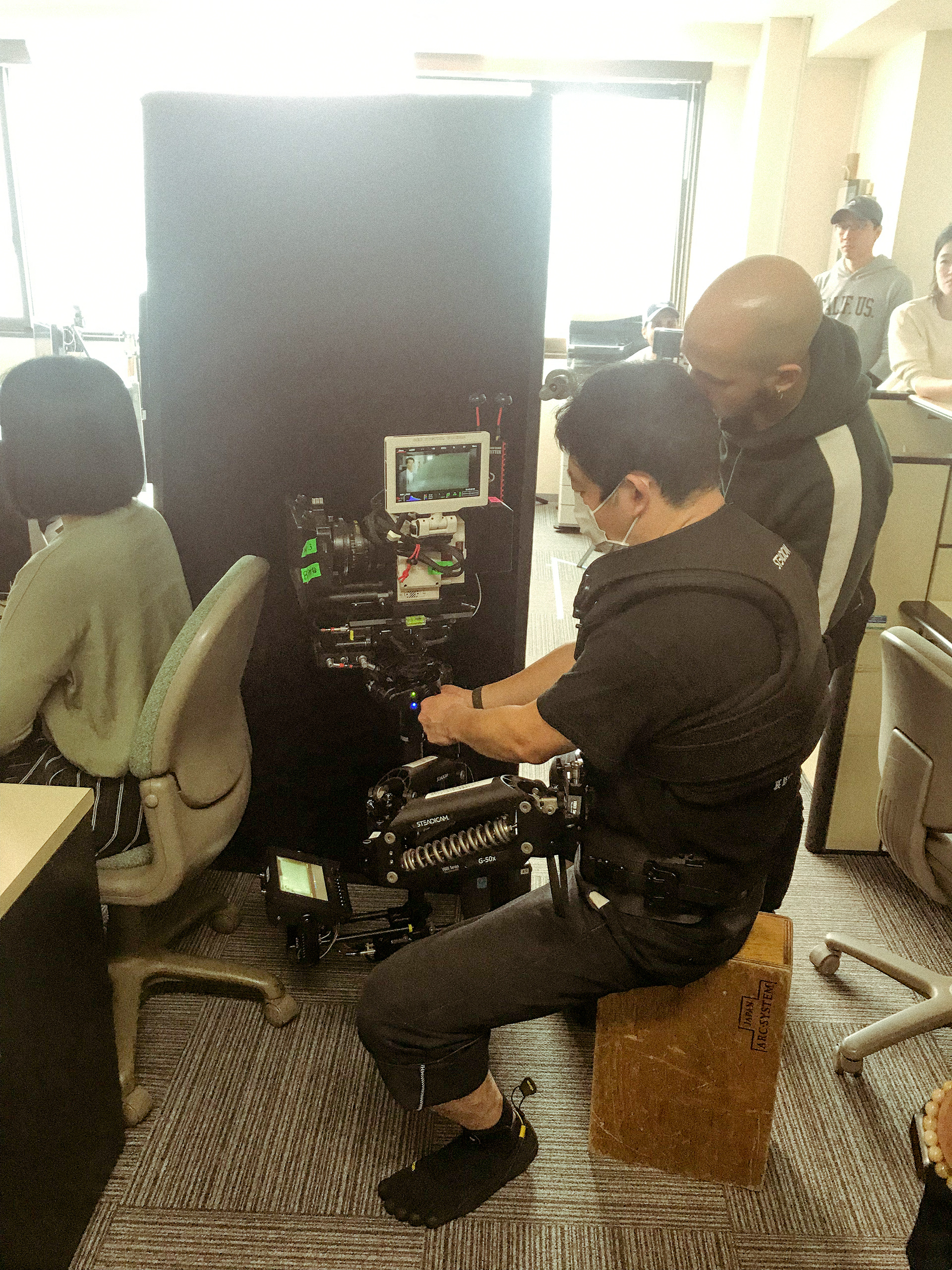 SteadyCam Operator Tetsuo and DP Hans Bobanovits