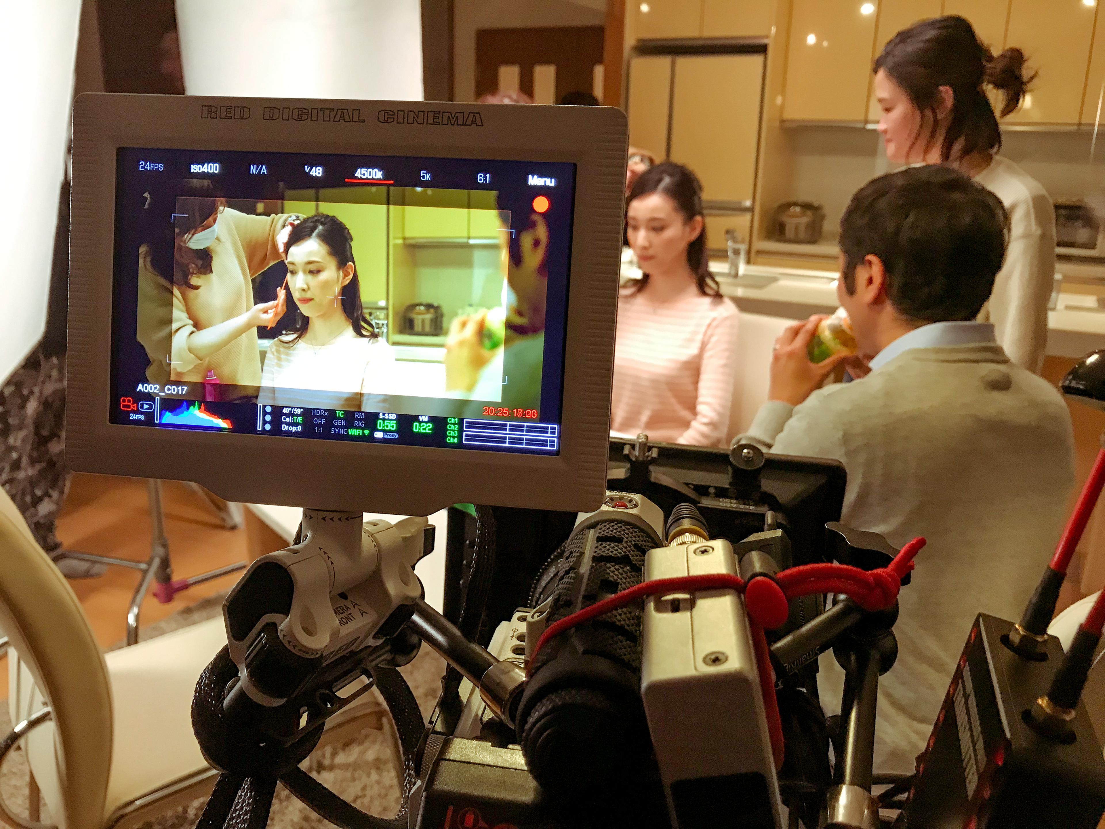 The make-up team at work.