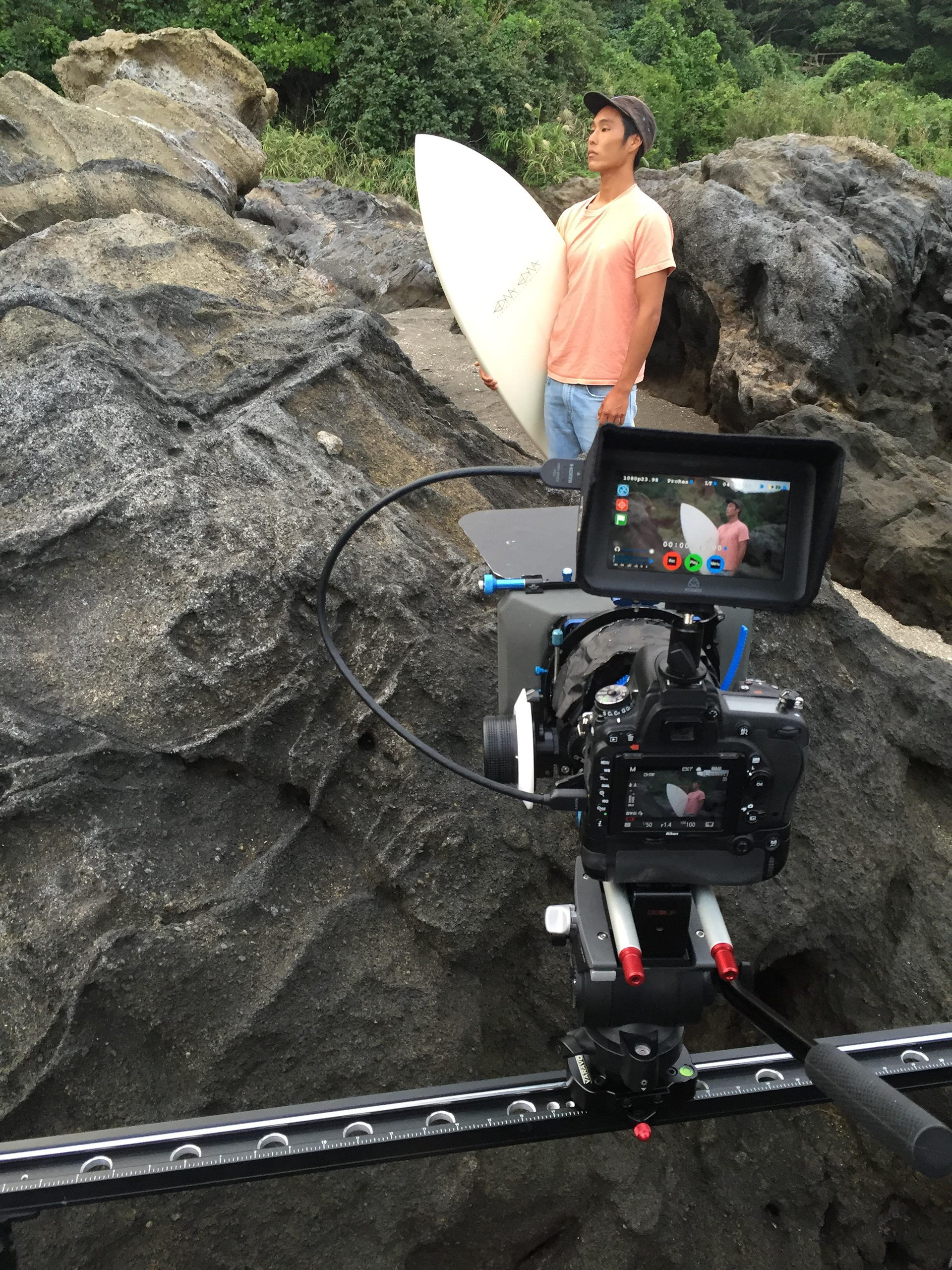 Shooting pro surfer Hisamoto Saito.