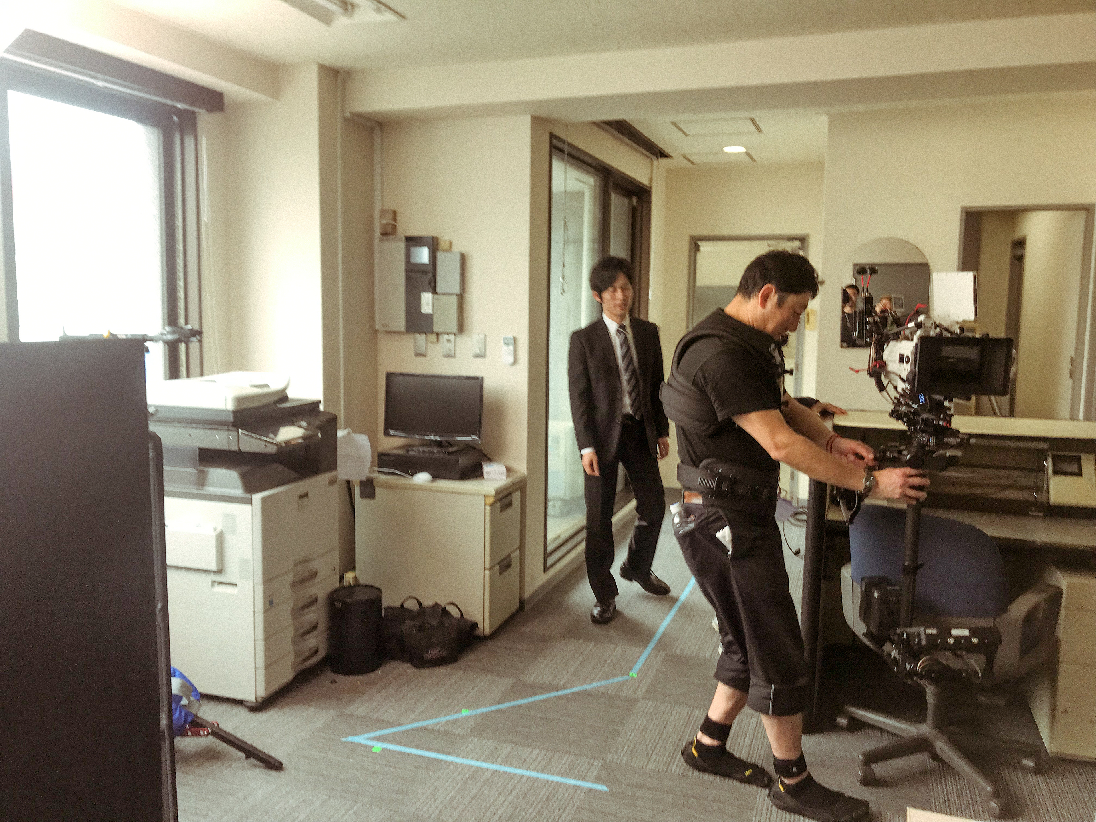 SteadyCam Operator Tetsuo Suzuki, marking his territory.