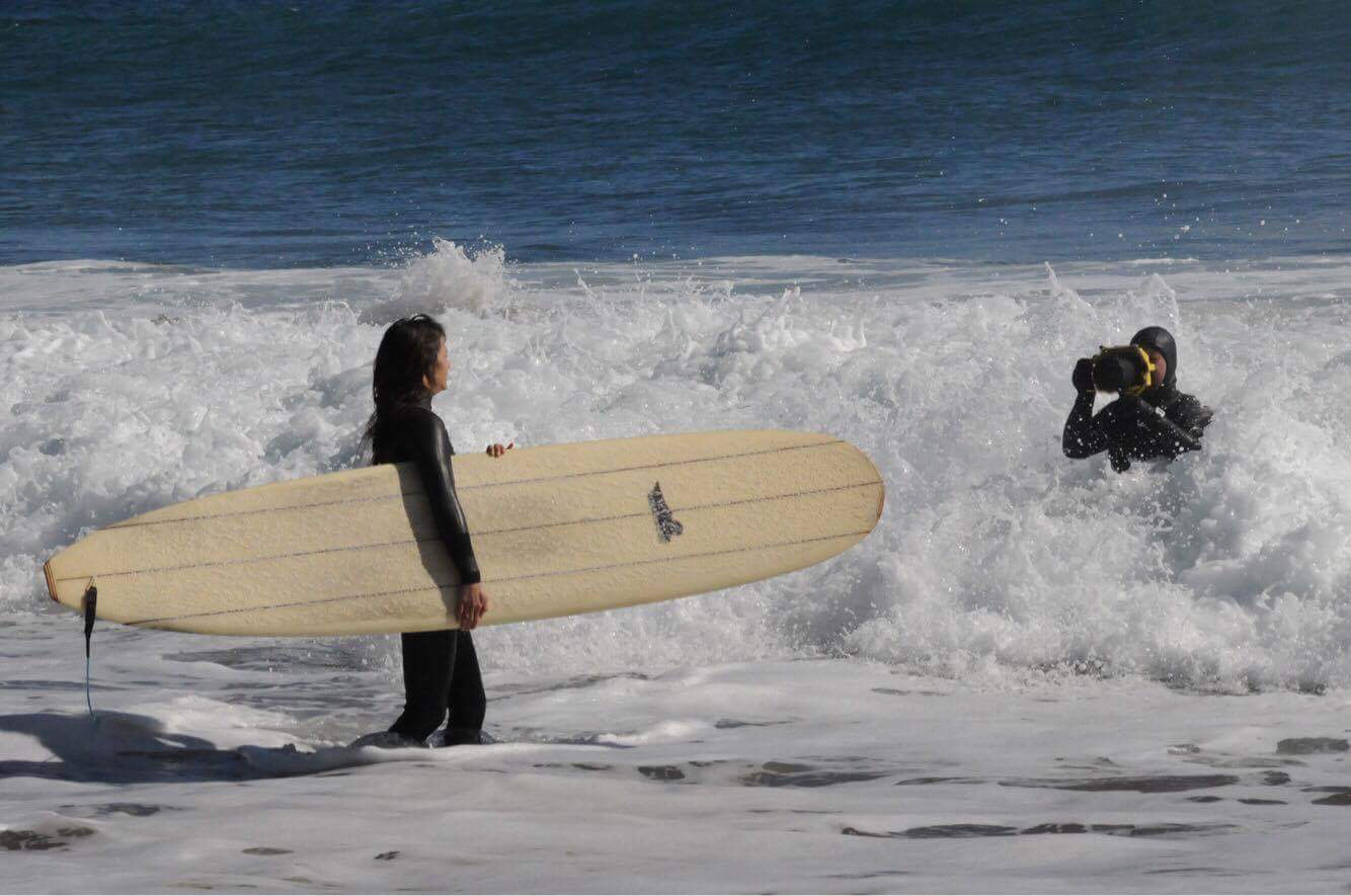 Shooting Tina Bingham in the freezing cold winter ocean.