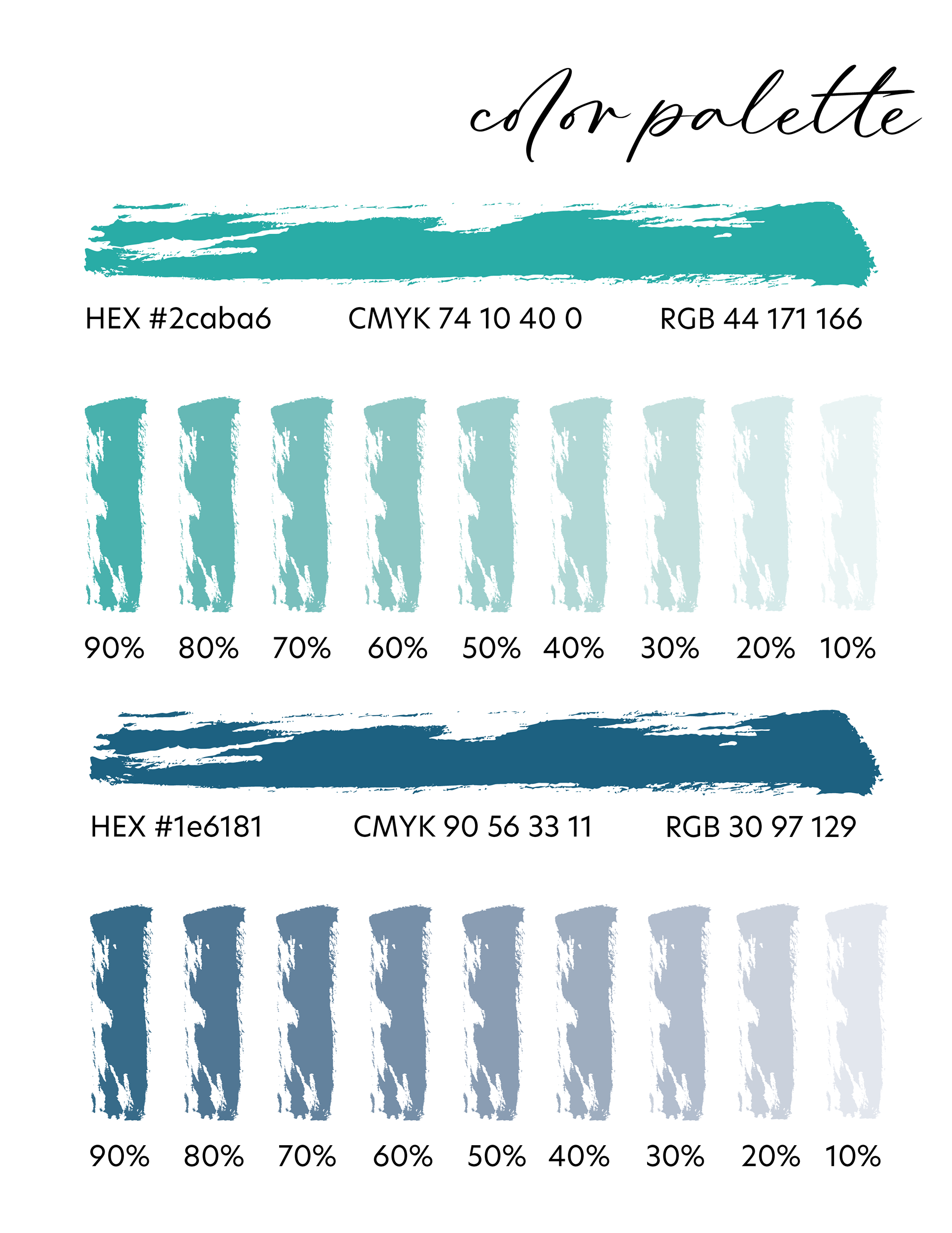 Page three of the Sea & Salt Social Club brand folder depict the final two brand colors along with there tints.