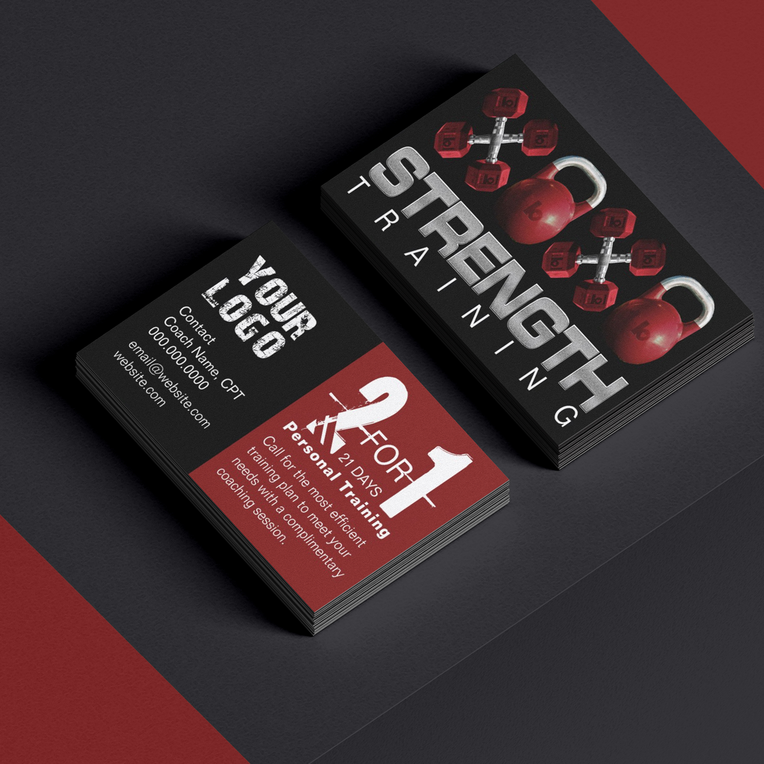 2 for 1 Personal Training and Coaching Designer business card Template
