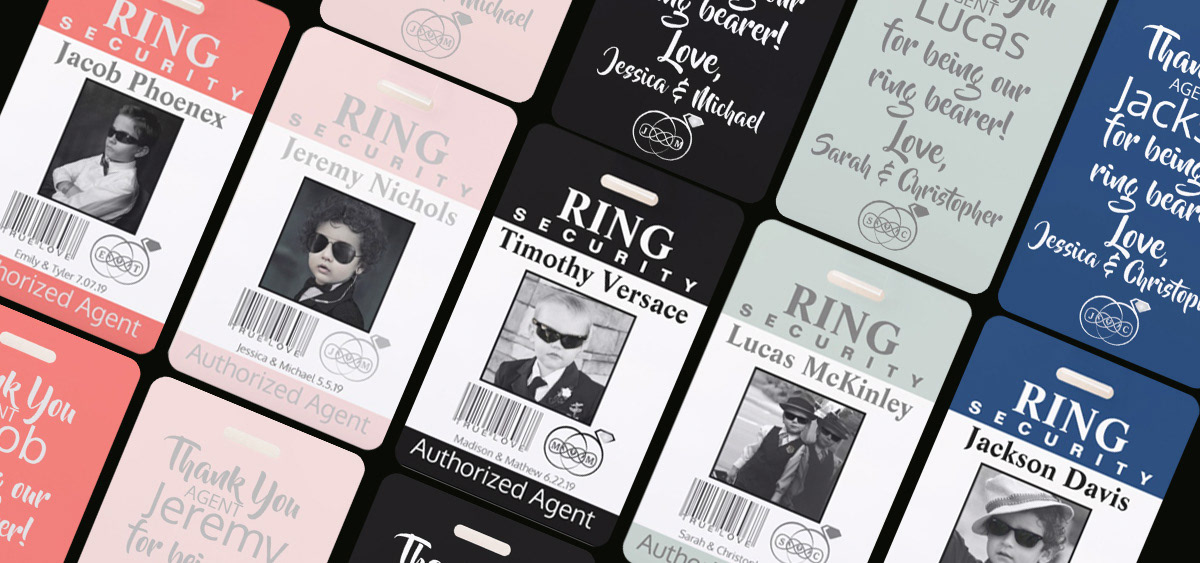 Color Coordinated Elegance: Personalized Ring Bearer Security Agent Badges for Your Perfect Day!