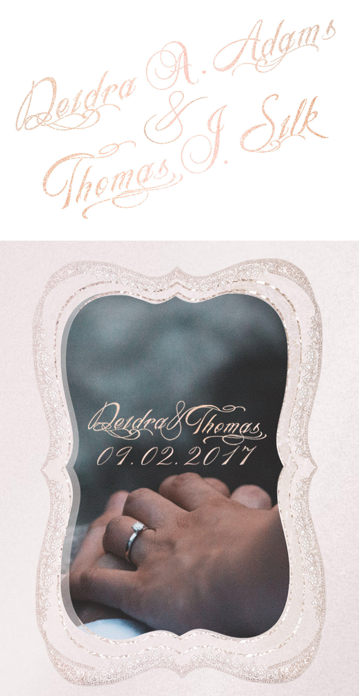 engagement photo with branded frame