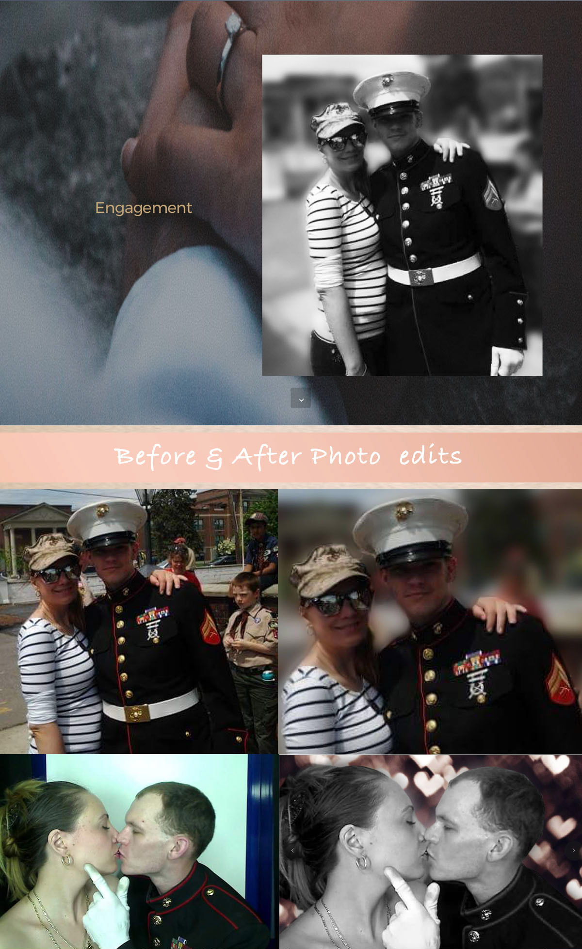 Custom designed wedding website with photo edits