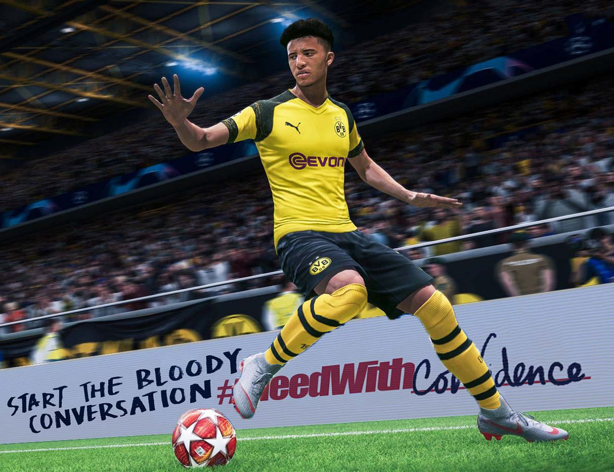 Advertising within the FIFA video game.