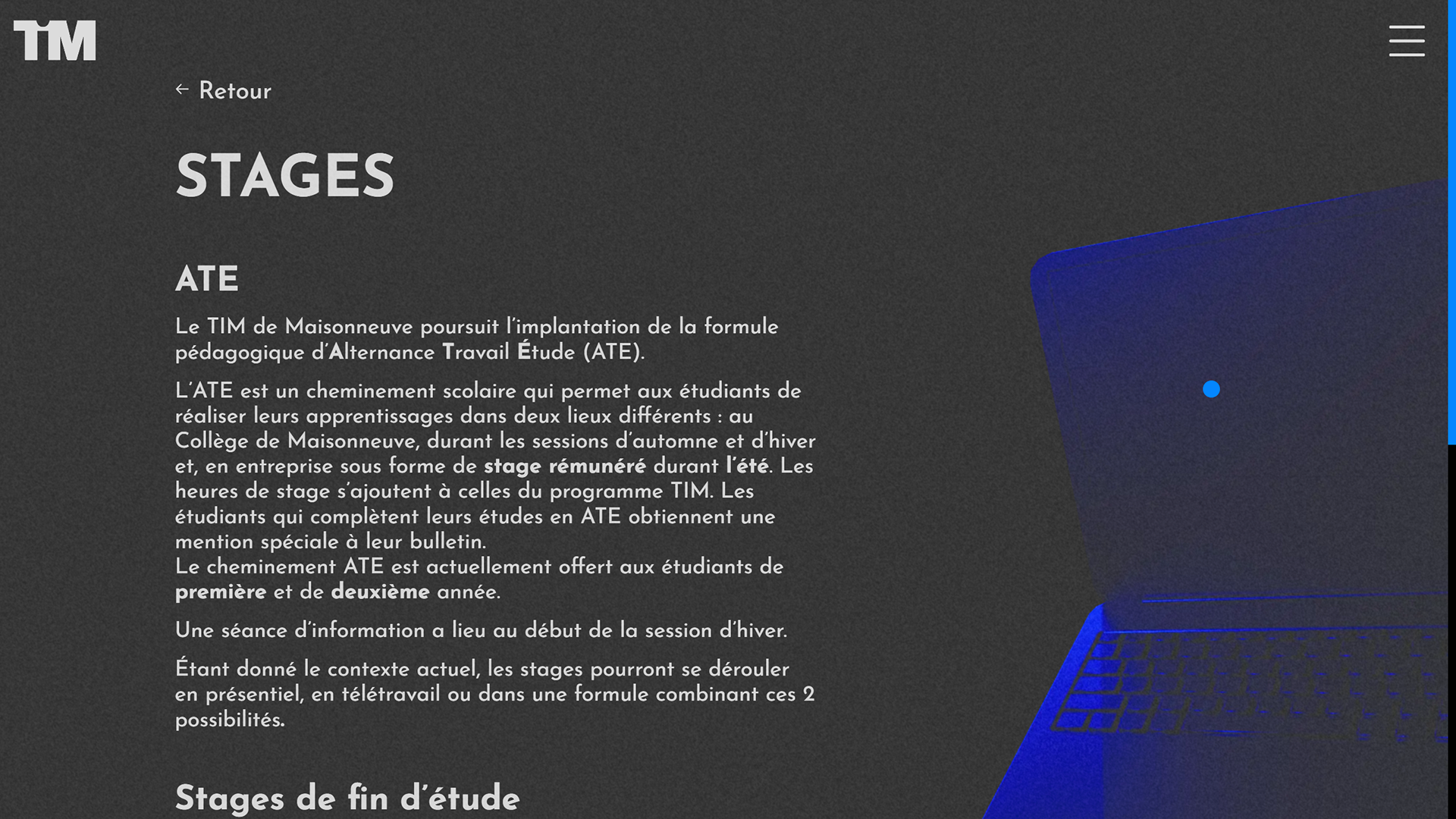 Page des stages