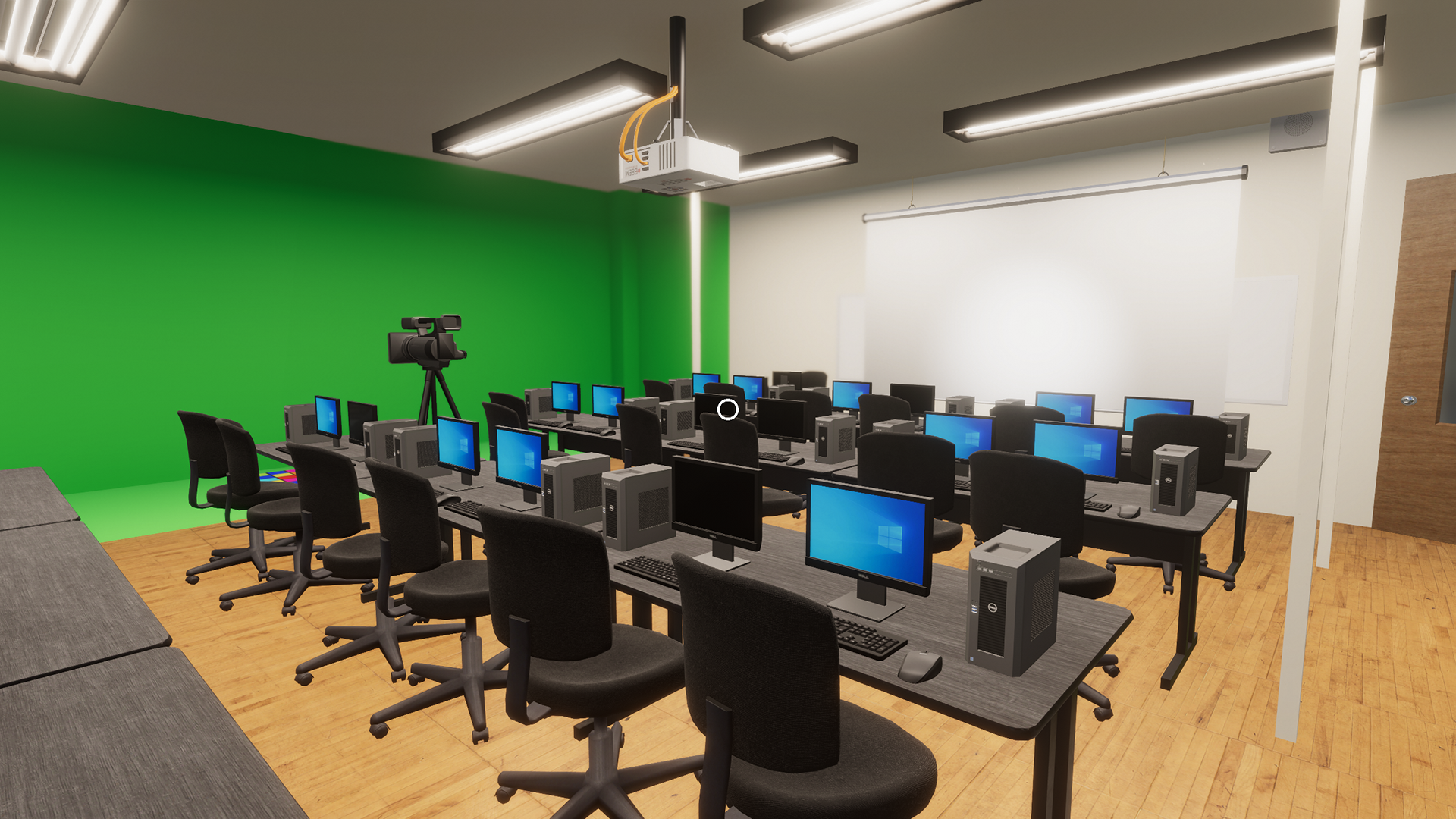 Classe avec fond vert