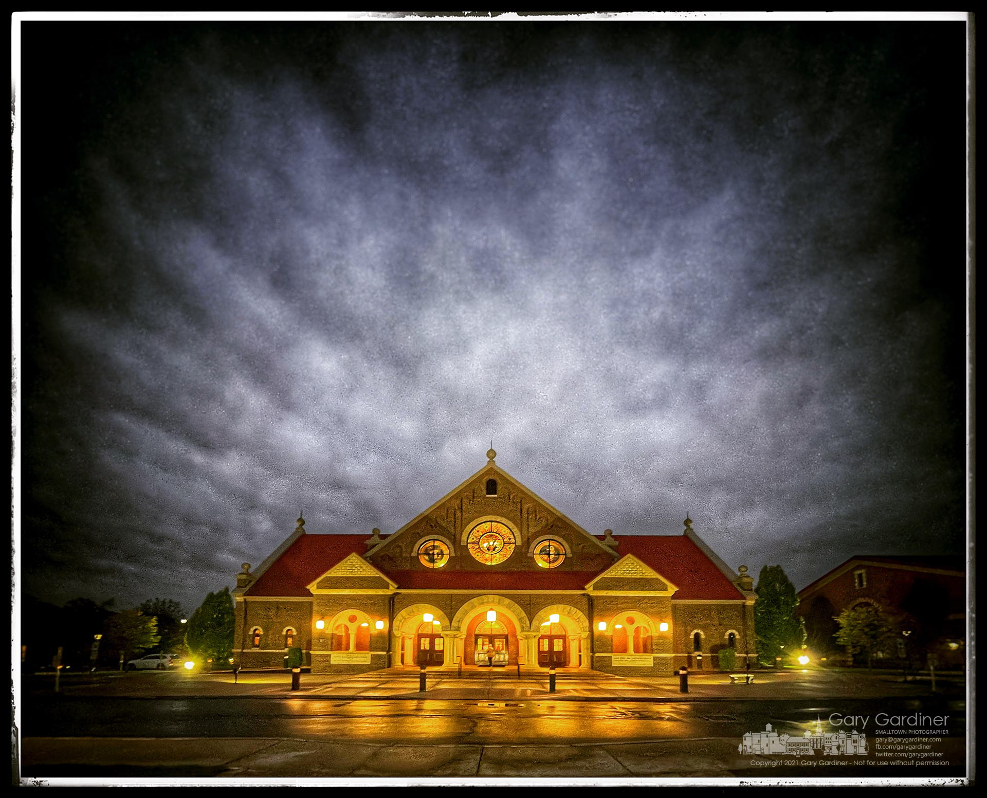 Before sunrise at St. Paul the Apostle Catholic Church in Westerville, Ohio. My Final Photo for Oct. 24, 2021.