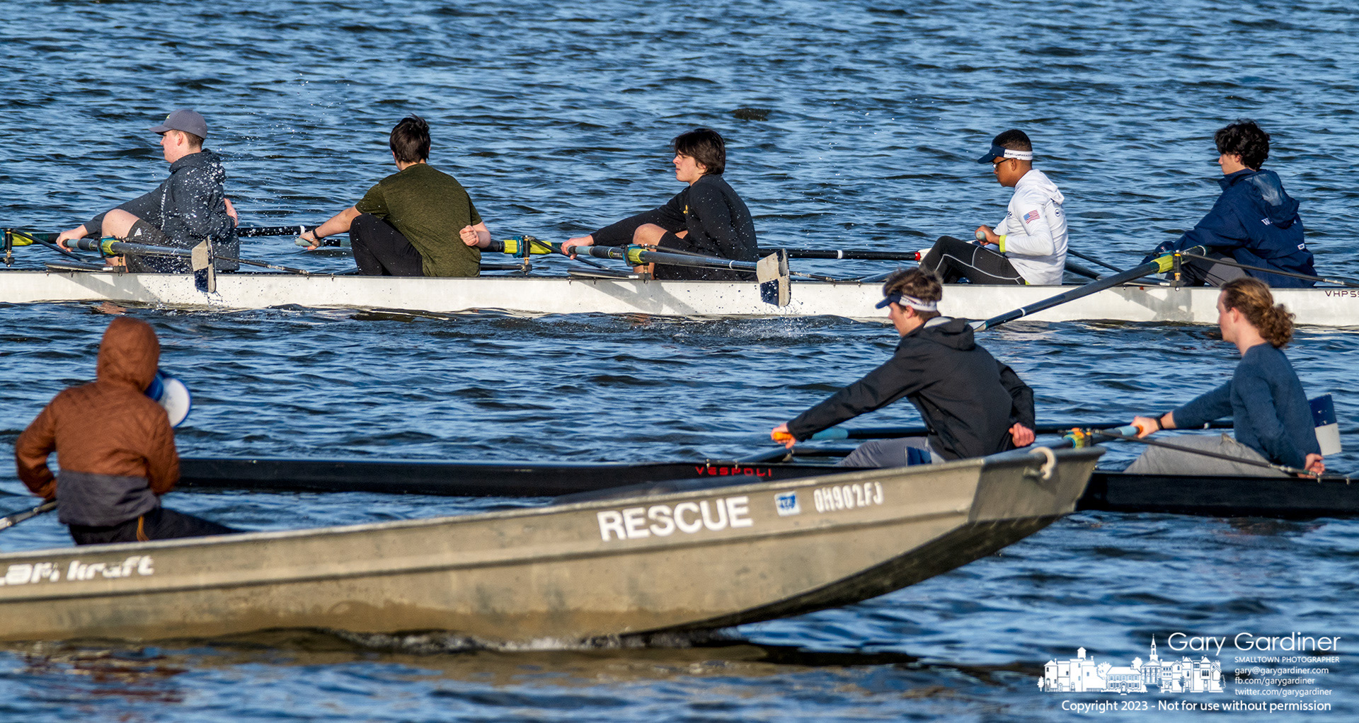 Westerville Crew athletes practice with one hand behind their back as they begin spring season training for summer competitions. My Final Photo for March 9, 2023. 