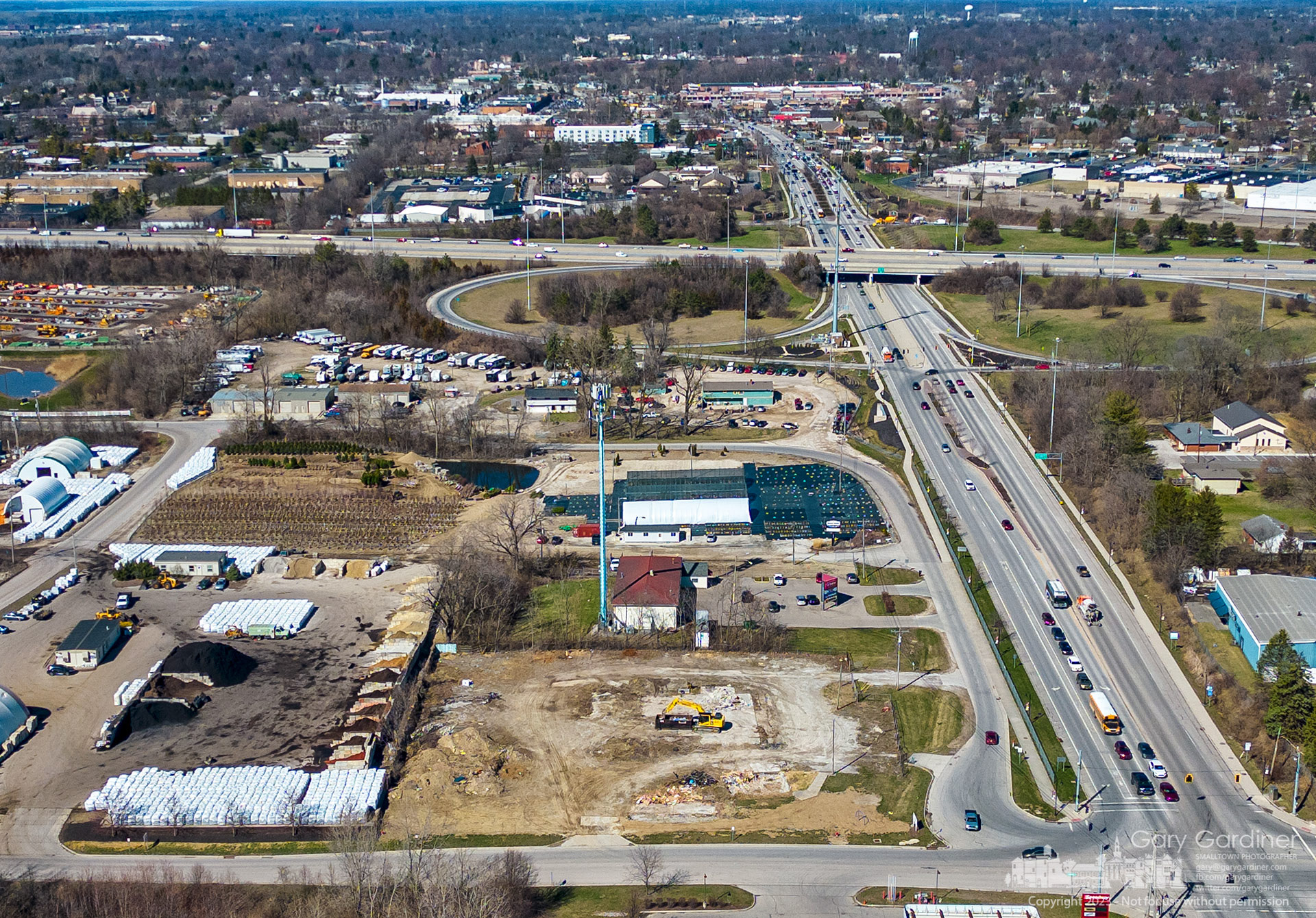 Very little of the Clearwater Pools buildings remain as the demolition crew nears the completion of removing the closed business at 3C Highway and Emrick Road in Blendon Township. My Final Photo for March 15, 2023. 