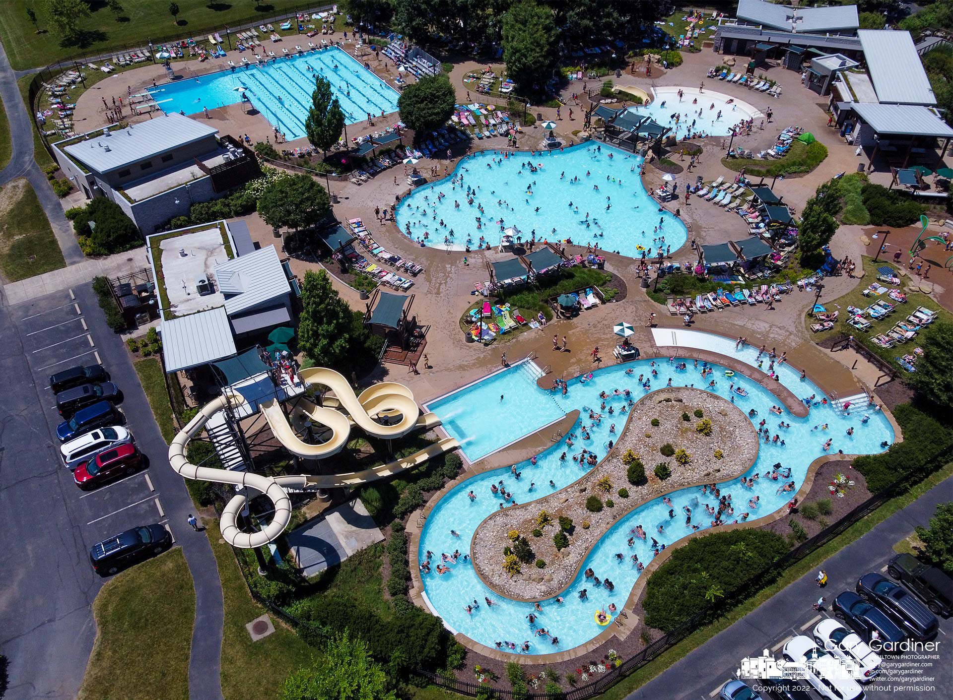 The Lazy River pool at Highlands Aquatic Center bears the largest crowd Tuesday afternoon as temperatures passed the 90-degree mark. My Final Photo for June 21, 2022.