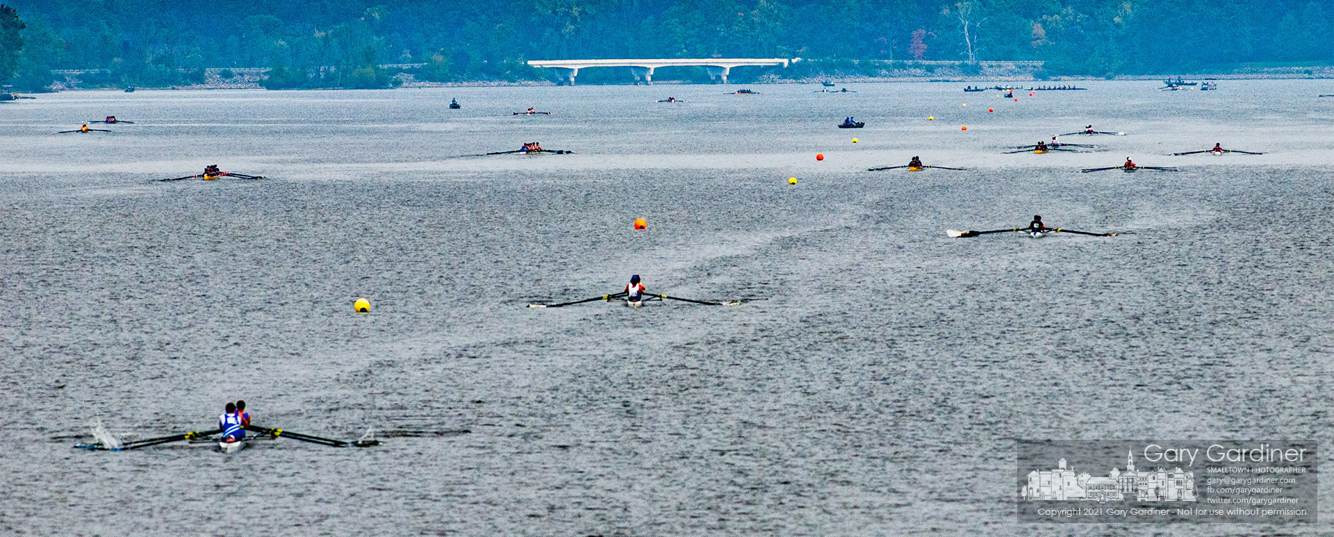 A flotilla of boats race in the Columbus Fall Classic competition Saturday at Hoover Reservoir after having canceled last year's event because of the pandemic. My Final Photo for Oct. 9, 2021.