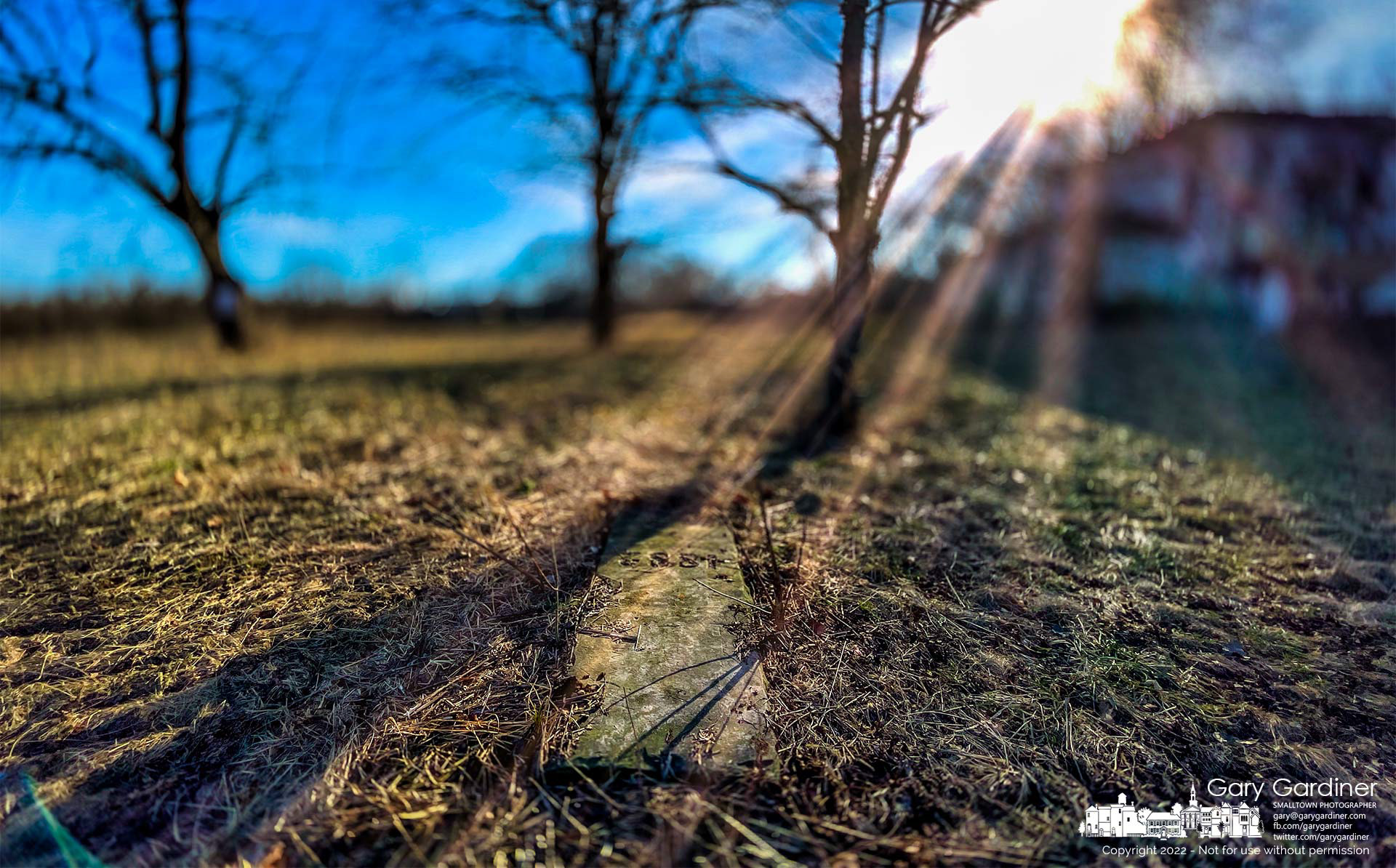 The 1882 marker behind the old farmhouse at the Braun Farm can easily be seen after the overgrowth of spring and summer that concealed it has fallen away in winter. My Final Photo for Jan. 11, 2022.