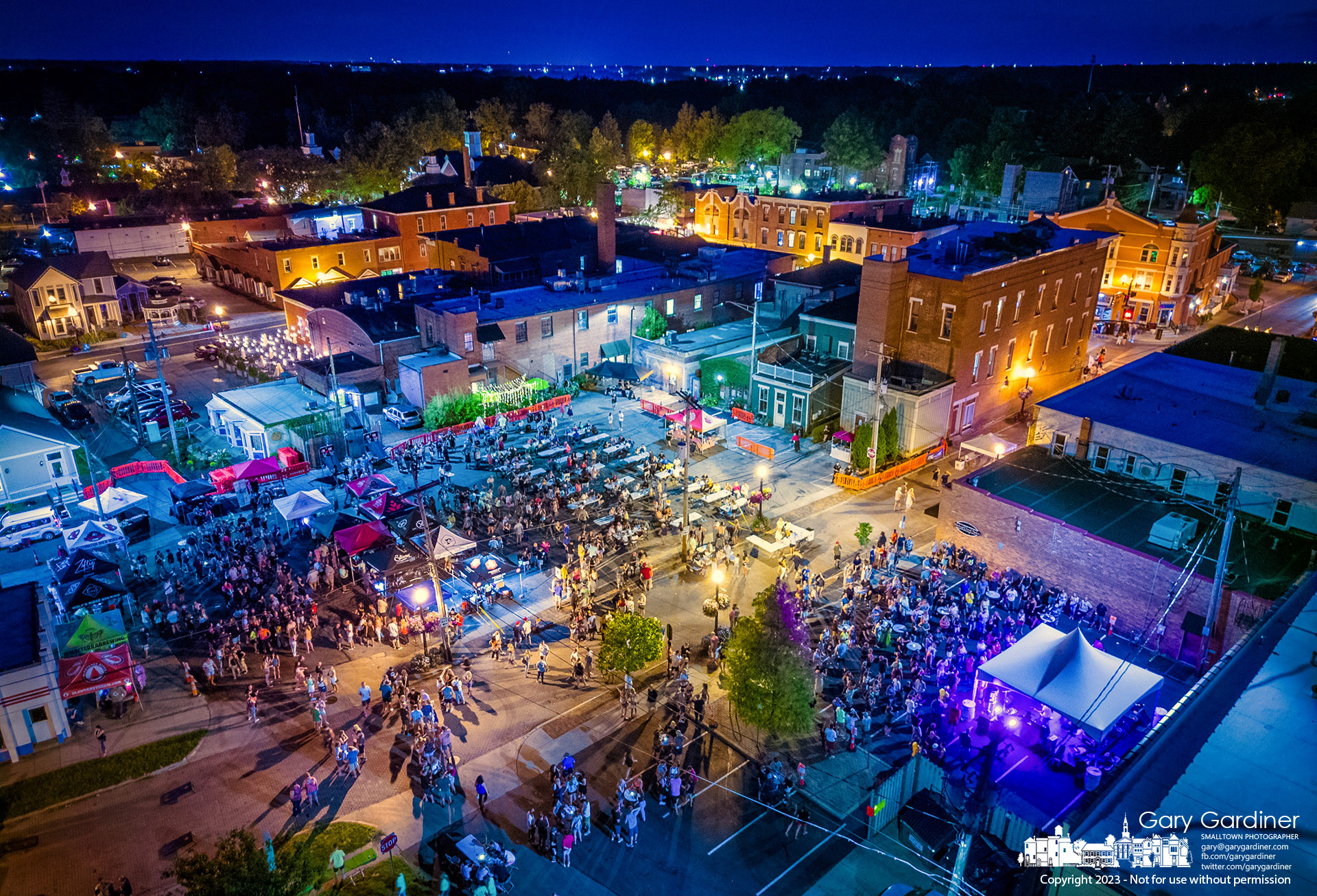 A crowd celebrating Uptown Untapped fills parking lots along East Main Street closed for the annual craft beer festival in the home of the Anti-Saloon League and Prohibition. My Final Photo for August 12, 2023. https://bit.ly/45pR3Fn