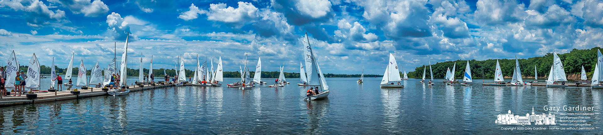 Three fleets of sailors cast off from the docks at the Hoover Sail Club for afternoon completion in a regional regatta. My Final Photo for June 12, 2021.