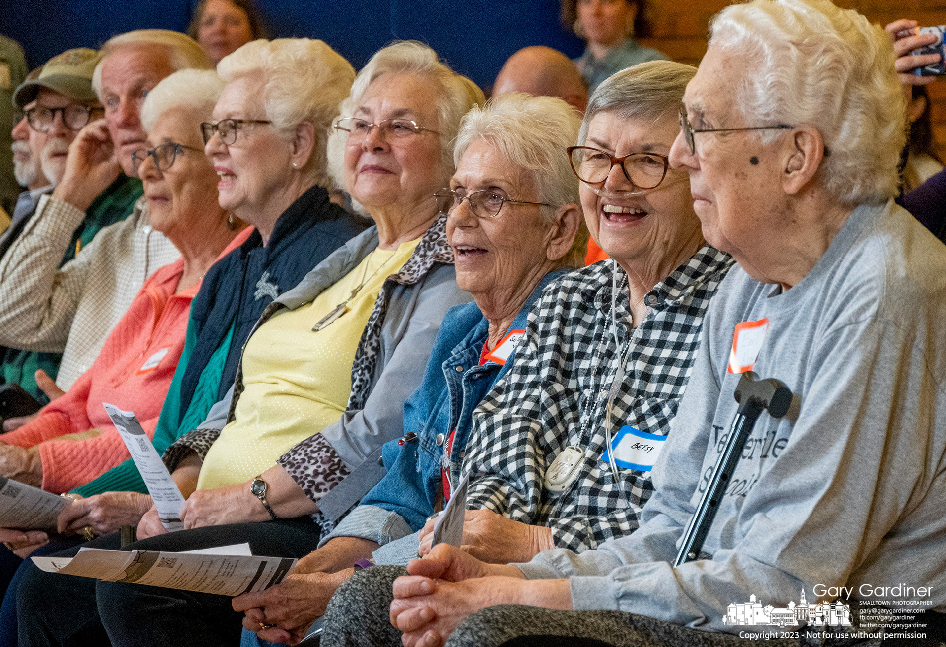 Graduates of Westerville High School before the building became Hanby Elementary sit in the front row during Hanby's 100 birthday celebration Saturday. My Final Photo for April 29, 2023.
