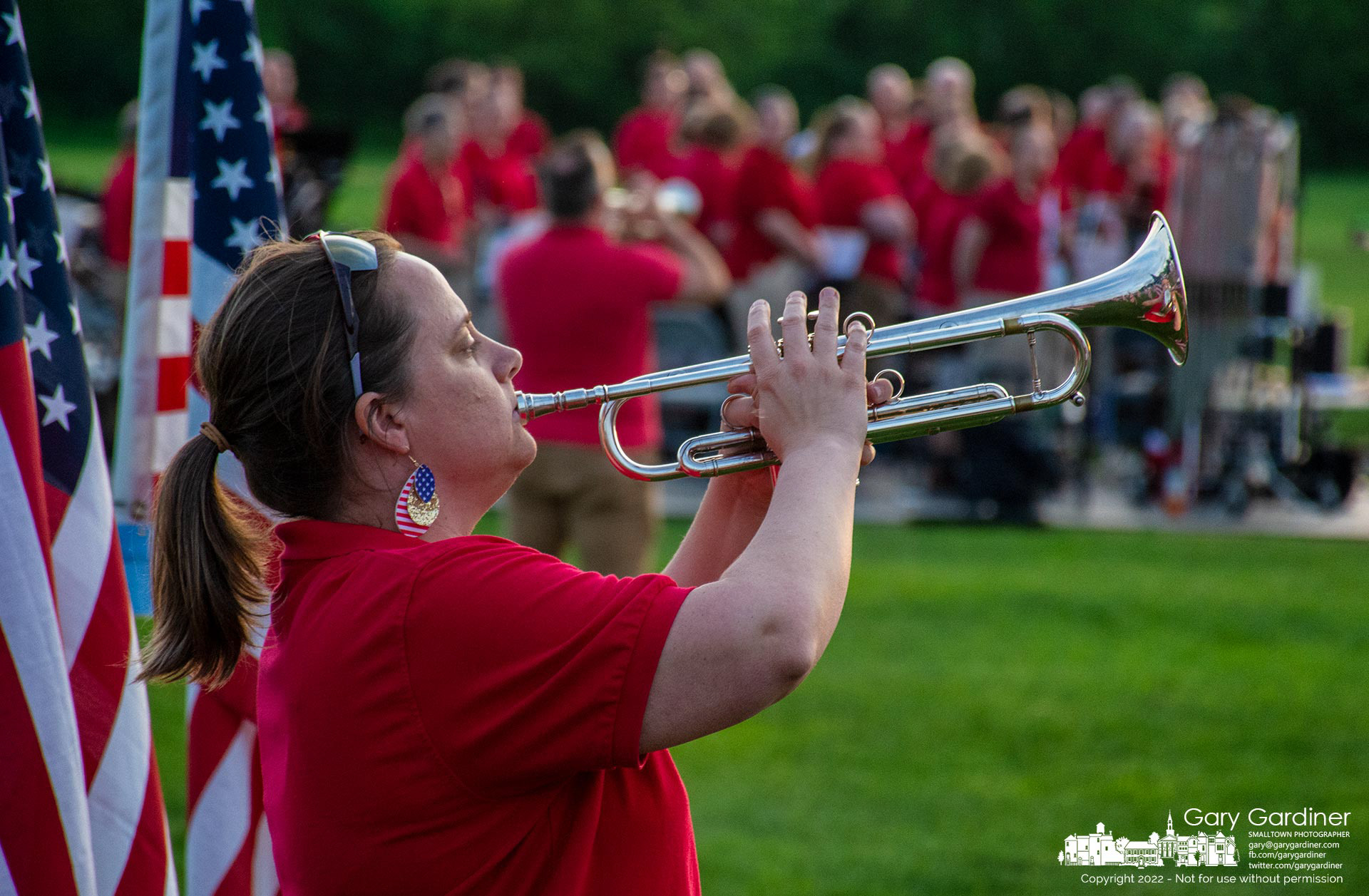 Buglers sound Taps to conclude a concert at the Westerville Field of Heroes commemorating Memorial Day. My final Photo for May 28, 2022.