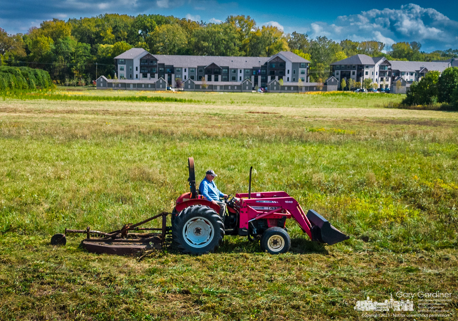 Farmer Kevin Scott mows a field preparing it for parking for prospective Otterbein students and their family visitation. My Final Photo for October 6, 2023. https://bit.ly/48C5jNL