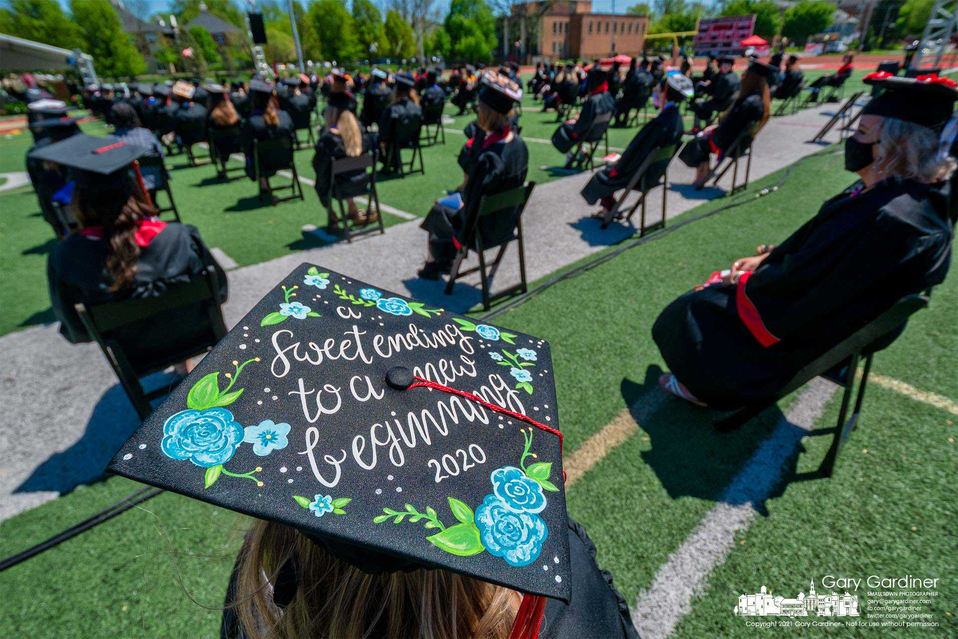 An Otterbein 2020 graduate wears a delayed message of hope during commencement ceremonies Saturday after a delay from last year due to the pandemic. My Final Photo for May 1, 2021.