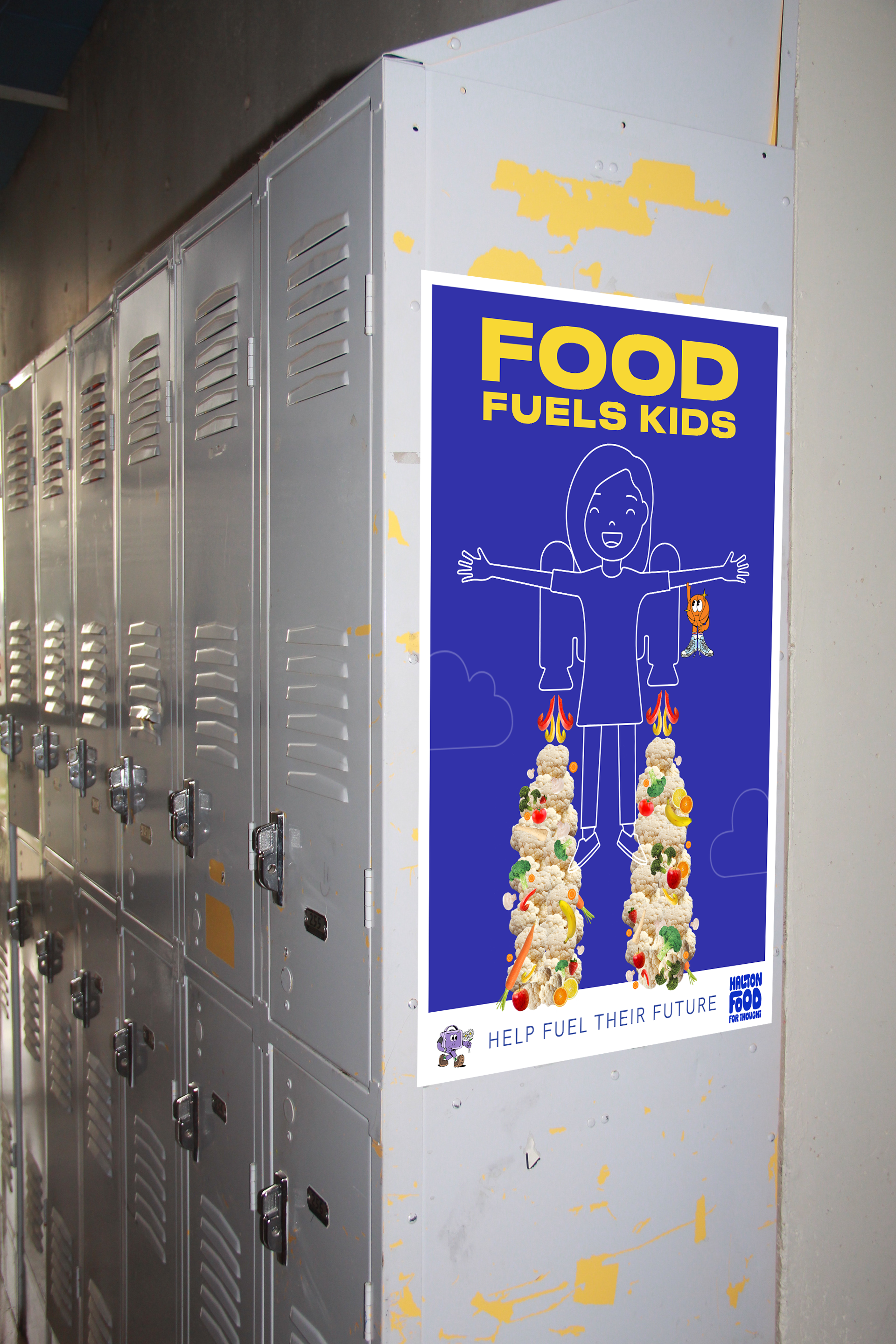 Poster mockup on a school locker