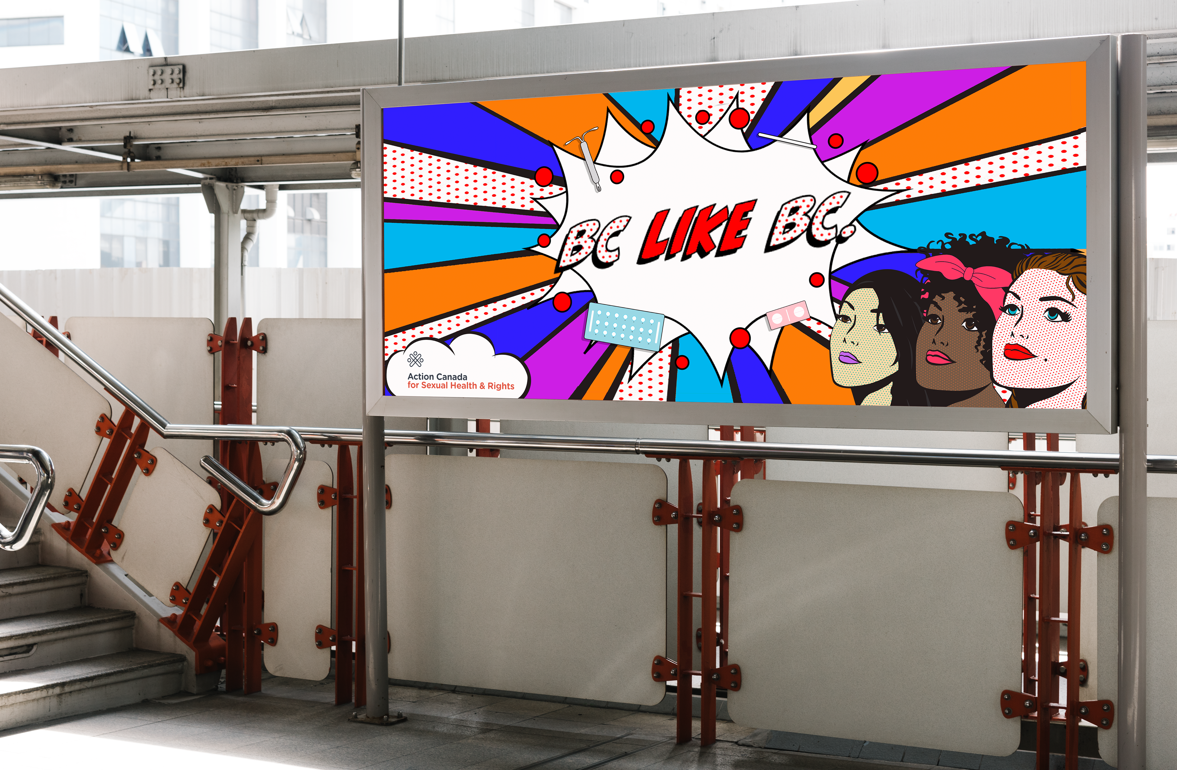 Pop Art billboard OOH mock-up ad, created using Adobe Illustrator and Photoshop