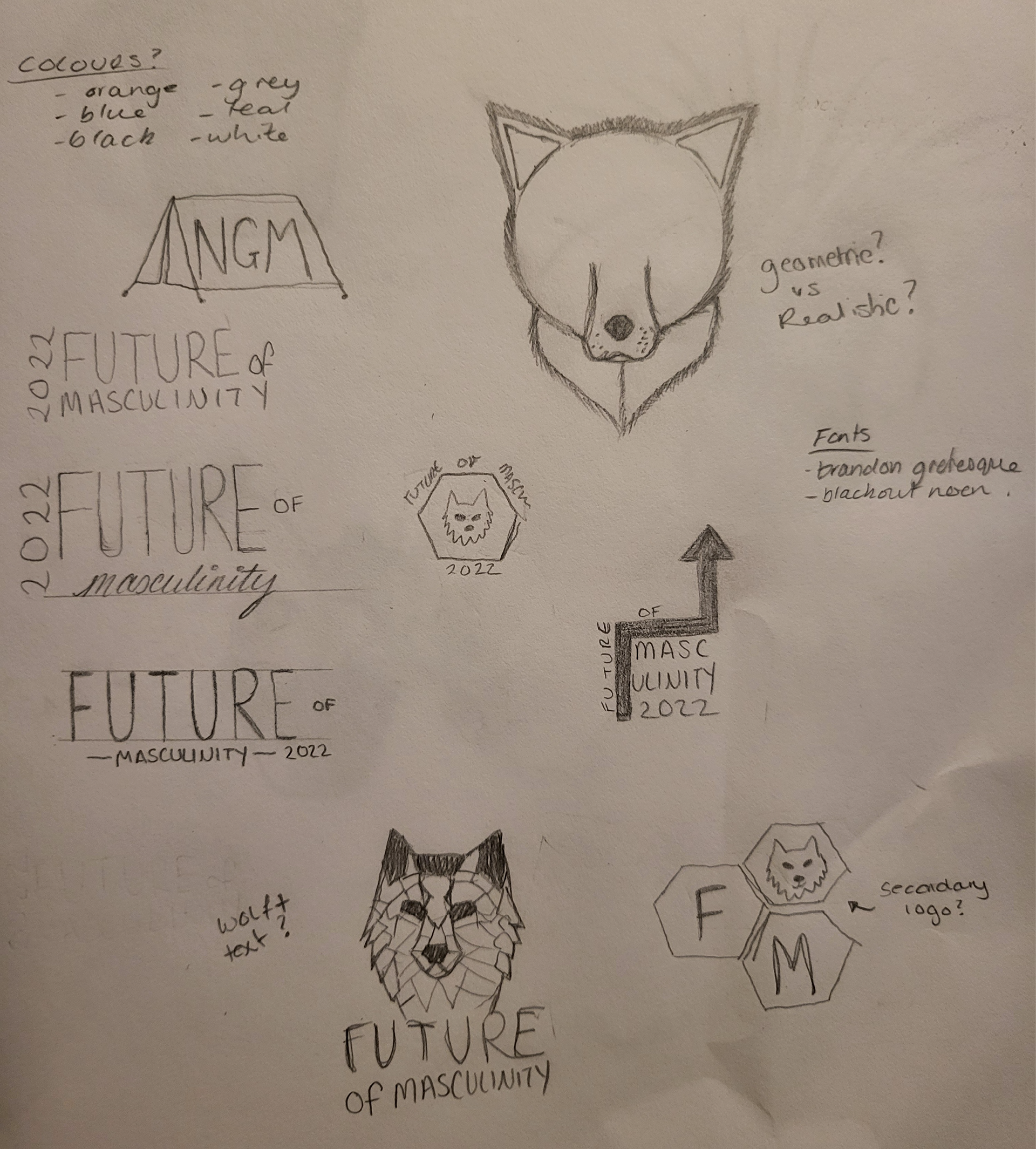 Initial sketches for the logo redesign
