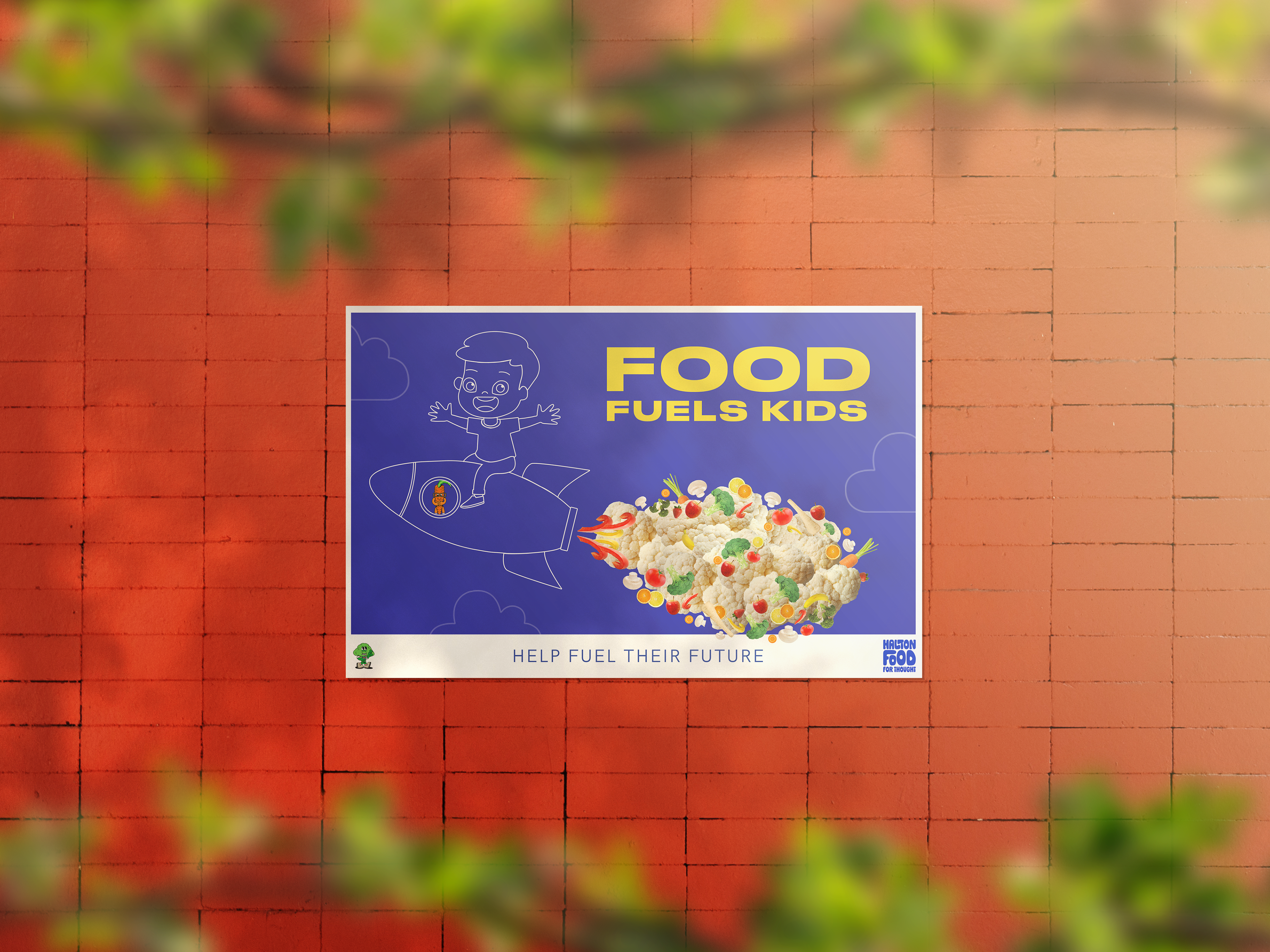 Poster mockup at a school