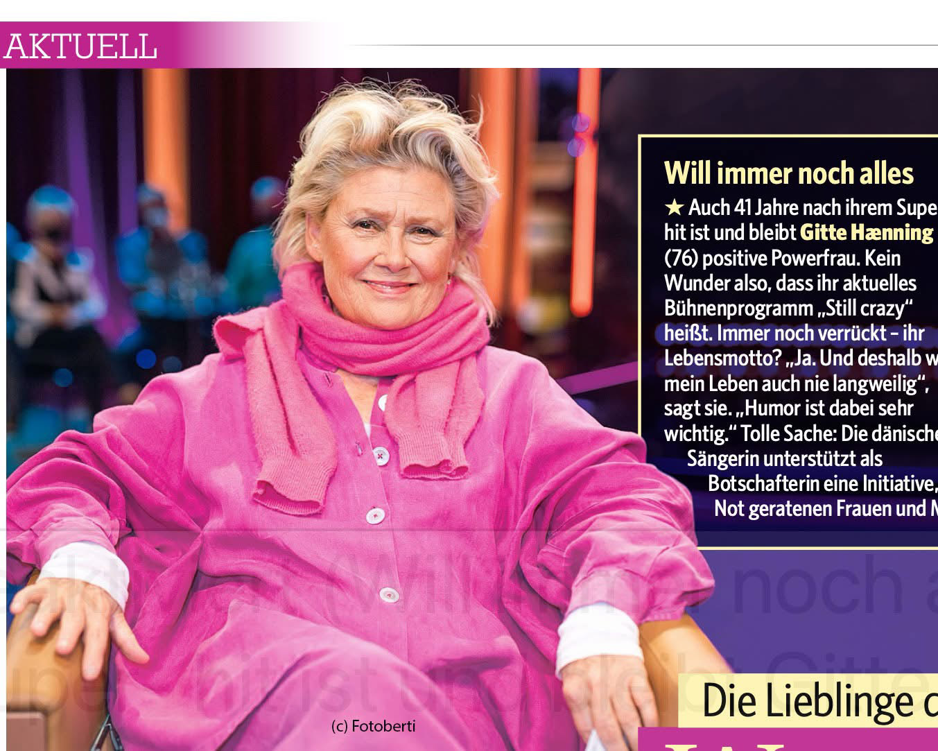 Gitte Henning in BILD der FRAU 11.04.2023