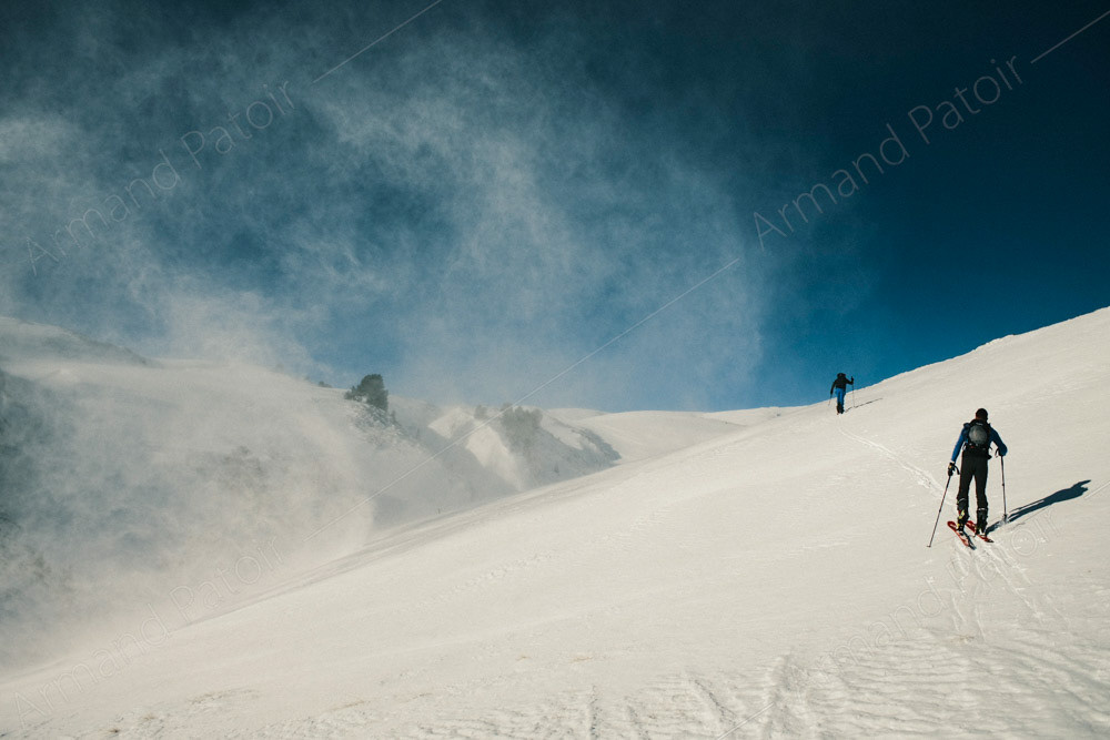 Ski de randonnée vers Baqueira, Espagne. 