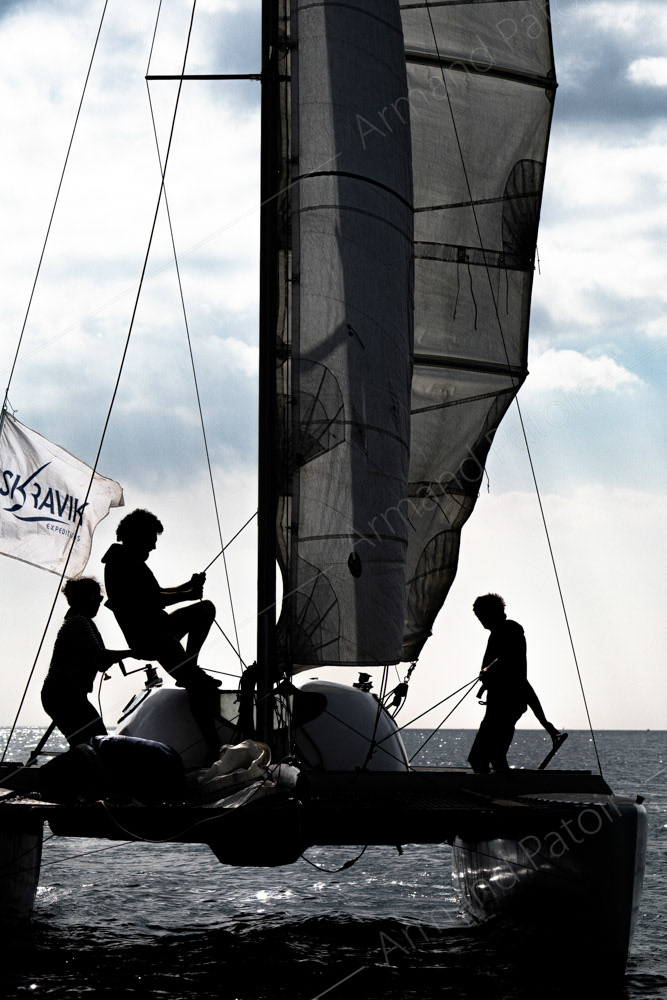 A bord du voilier scientifique Skravik. Brest, Bretagne. 