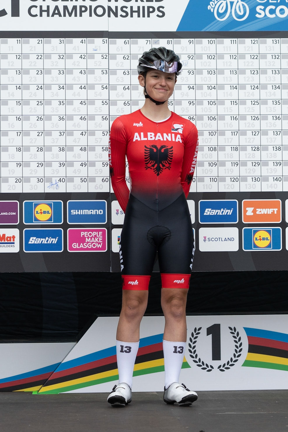Glasgow, Scotland, UK. 5th August 2023. UCI World Championships - Junior Woman – Presentation of Teams prior to the Road Race of 5 laps of the city centre circuit. Credit R.Gass/Alamy Live News
