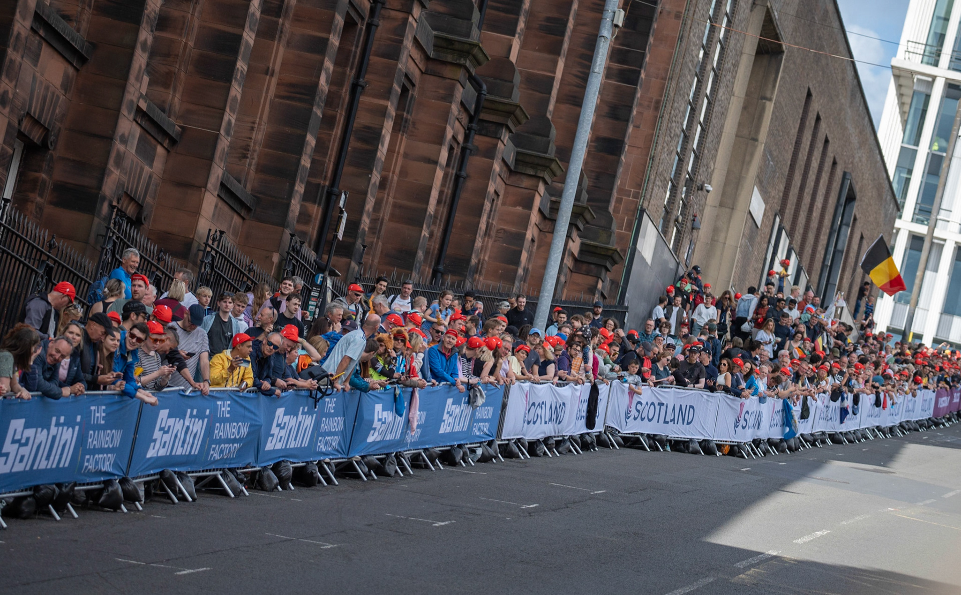 Glasgow, Scotland, UK. 13th August 2023. UCI World Championships – Lotte Kopecky of Belgium wins the Women’s Elite Road Race Road Race from Loch Lomond to Glasgow ending with 6 laps of the city centre circuit. Credit R.Gass/Alamy Live News