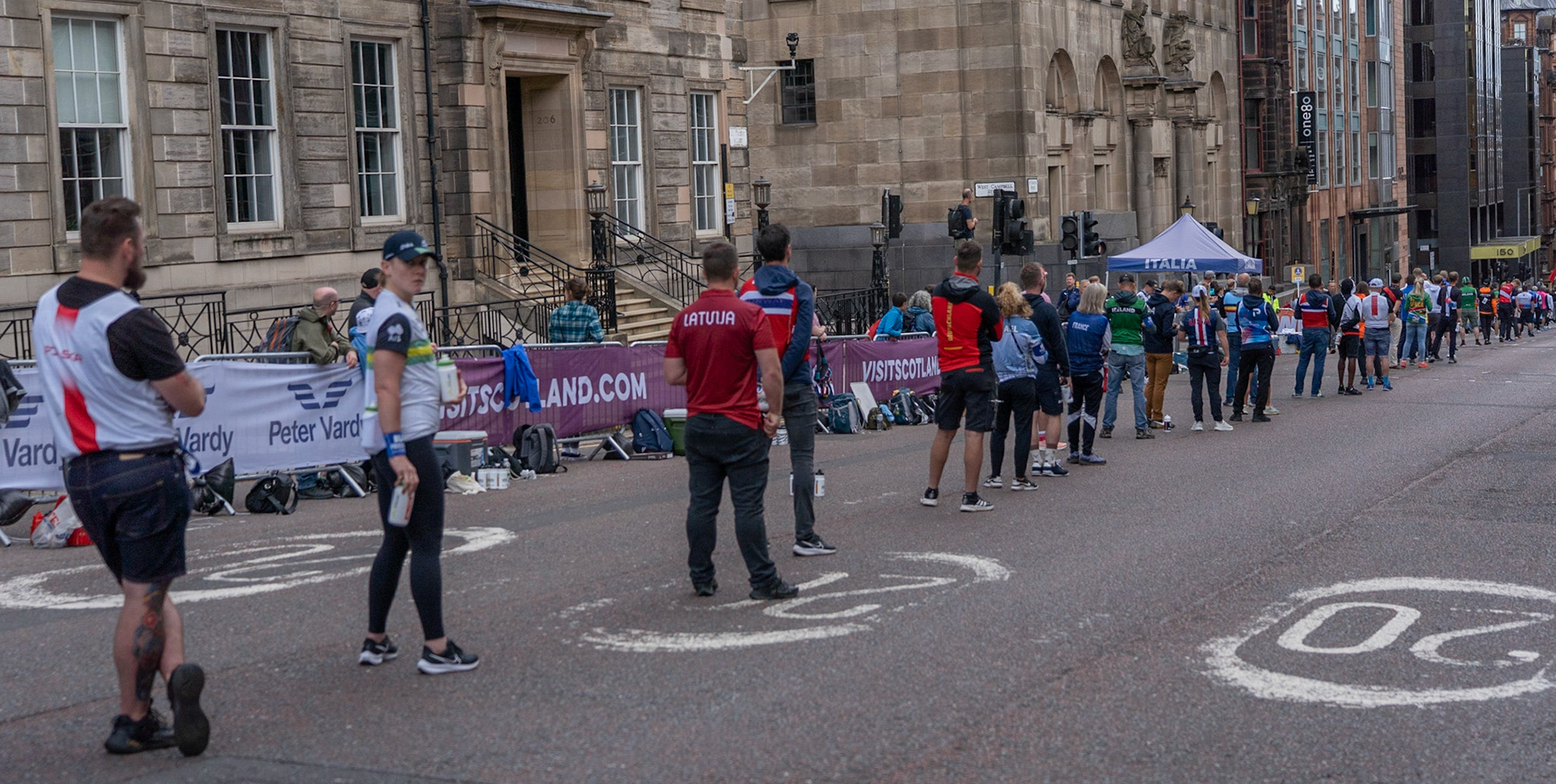 Glasgow, Scotland, UK. 13th August 2023. UCI World Championships – Lotte Kopecky of Belgium wins the Women’s Elite Road Race Road Race from Loch Lomond to Glasgow ending with 6 laps of the city centre circuit. Credit R.Gass/Alamy Live News