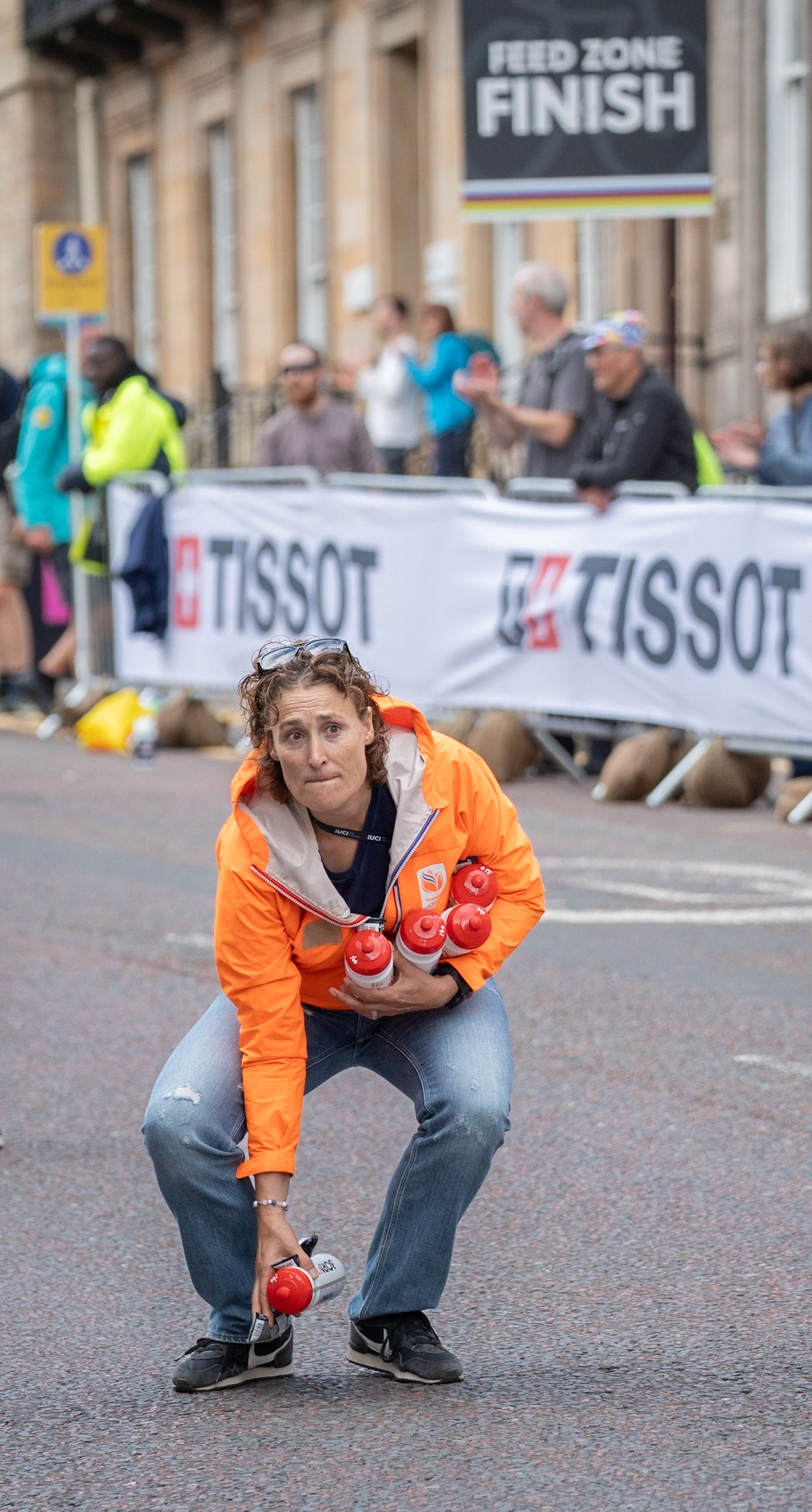 Glasgow, Scotland, UK. 13th August 2023. UCI World Championships – Lotte Kopecky of Belgium wins the Women’s Elite Road Race Road Race from Loch Lomond to Glasgow ending with 6 laps of the city centre circuit. Credit R.Gass/Alamy Live News