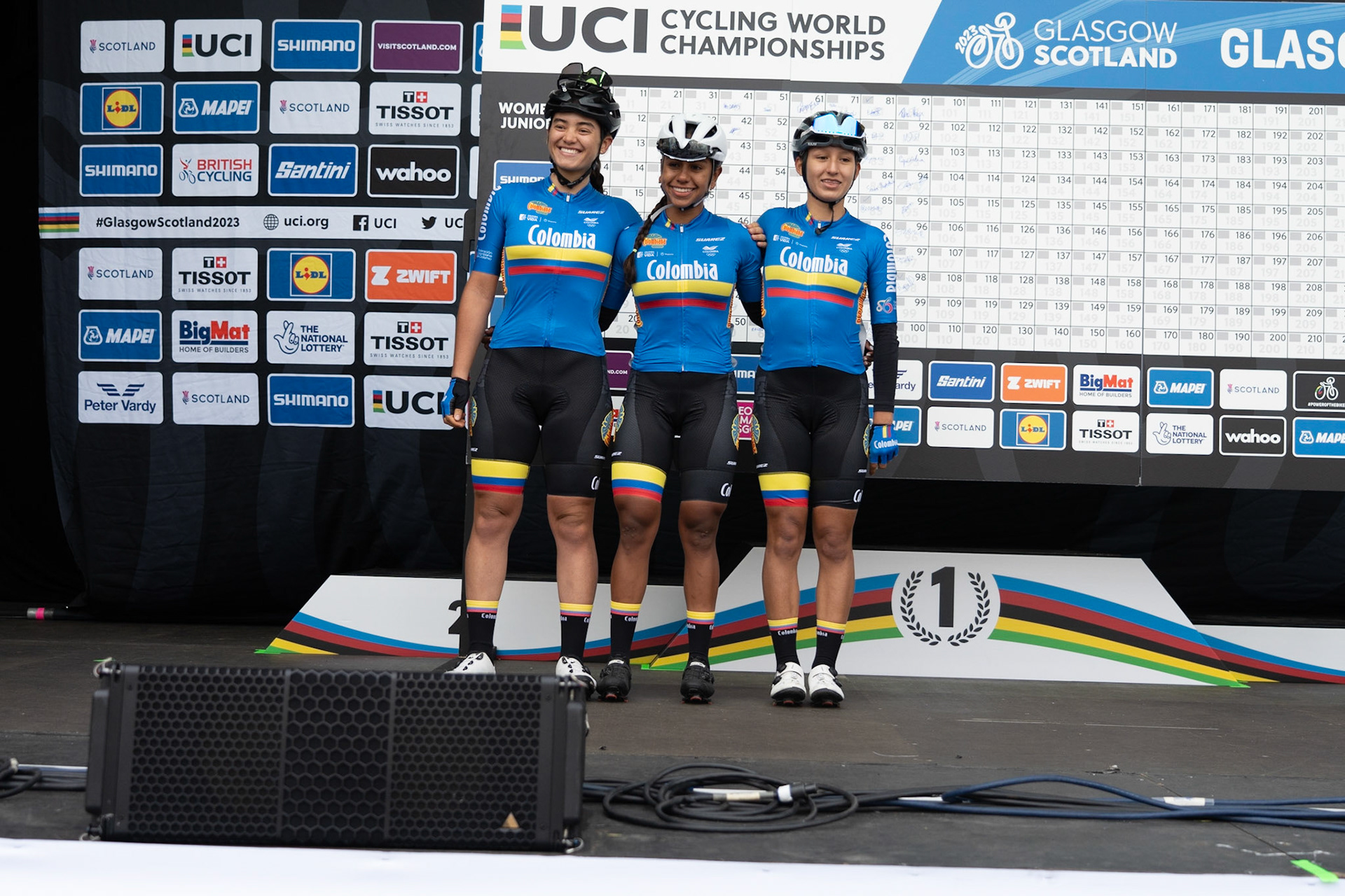 Glasgow, Scotland, UK. 5th August 2023. UCI World Championships - Junior Woman – Presentation of Teams prior to the Road Race of 5 laps of the city centre circuit. Credit R.Gass/Alamy Live News