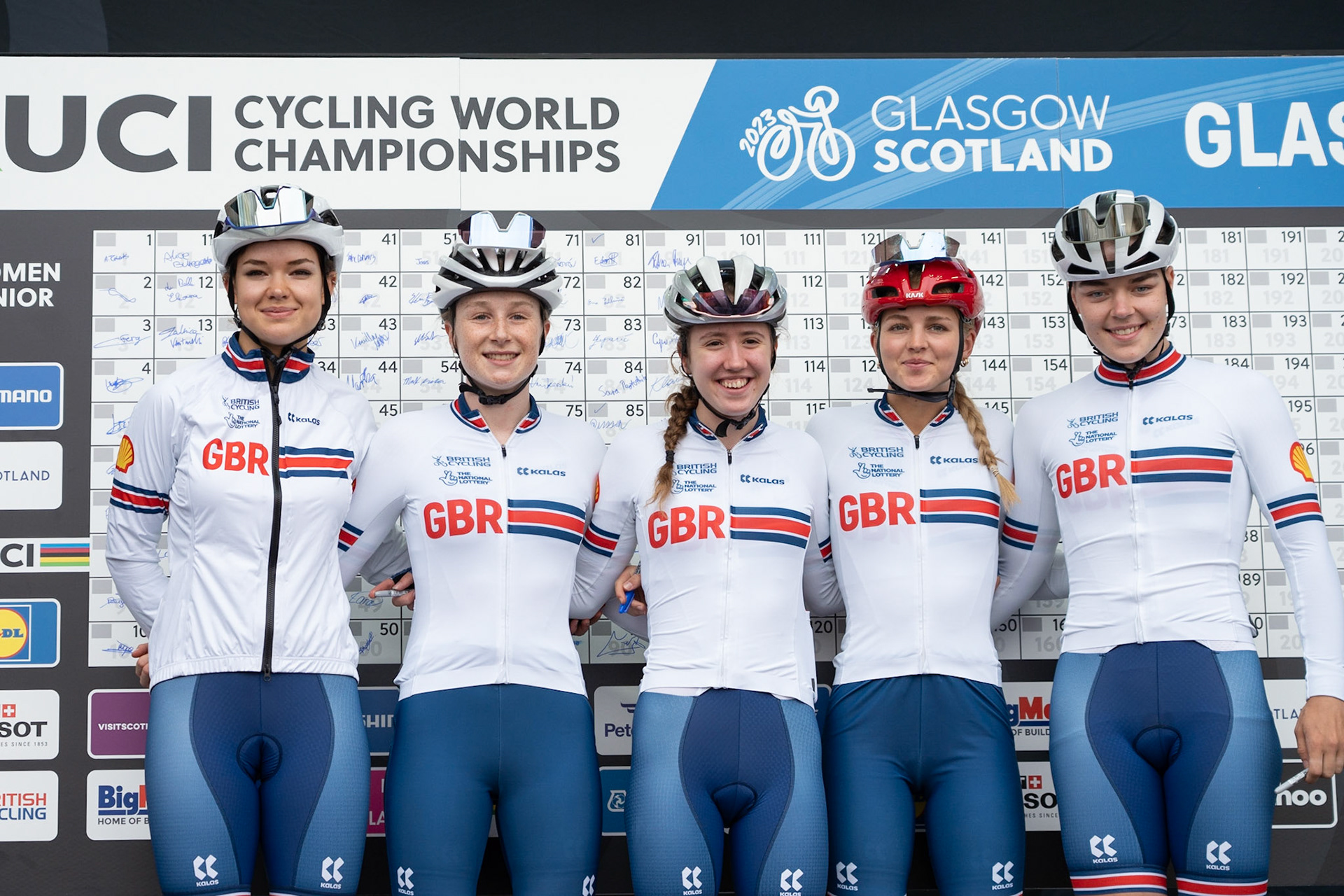 Glasgow, Scotland, UK. 5th August 2023. UCI World Championships - Junior Woman – Presentation of Teams prior to the Road Race of 5 laps of the city centre circuit. Credit R.Gass/Alamy Live News