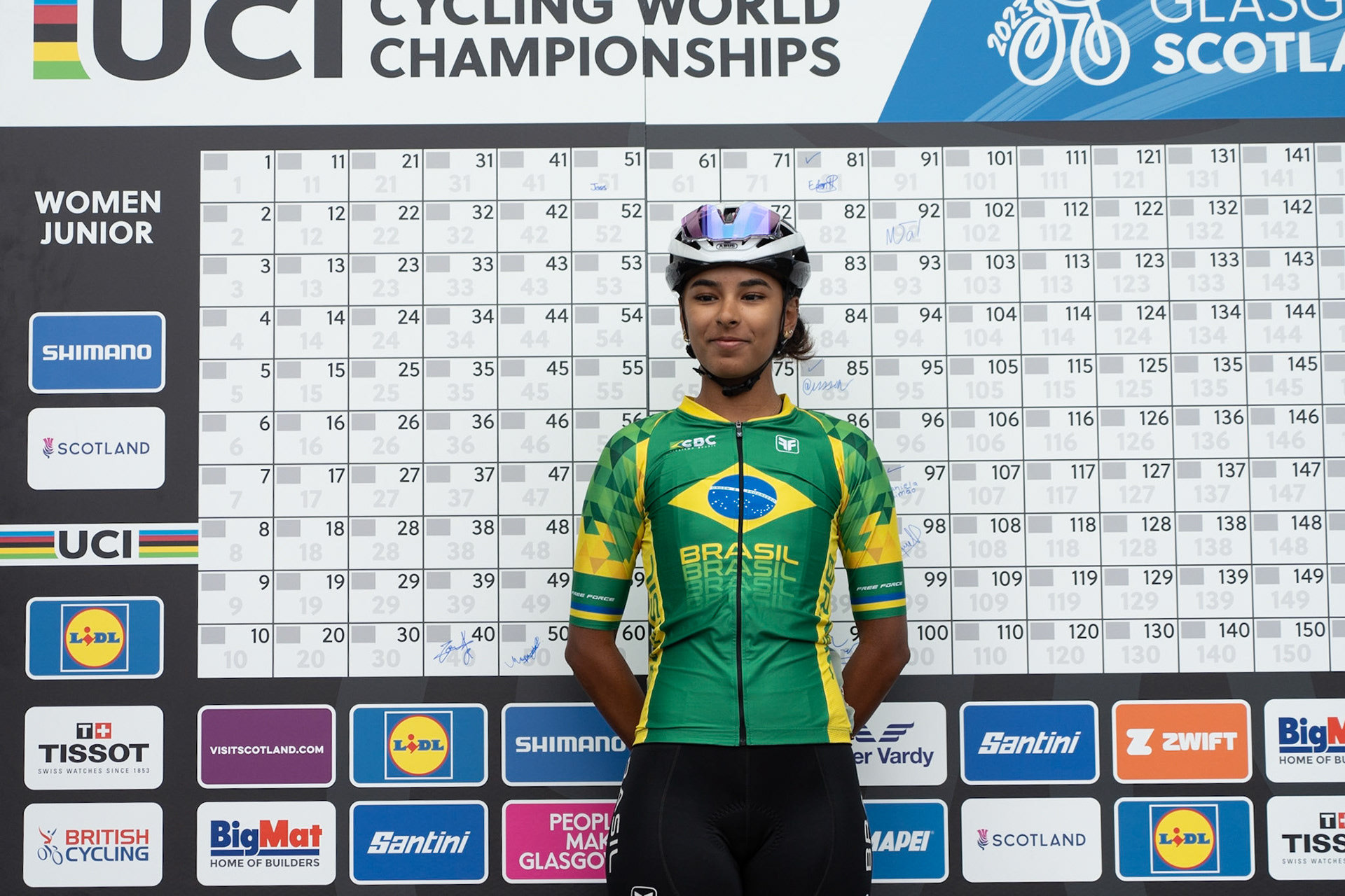 Glasgow, Scotland, UK. 5th August 2023. UCI World Championships - Junior Woman – Presentation of Teams prior to the Road Race of 5 laps of the city centre circuit. Credit R.Gass/Alamy Live News