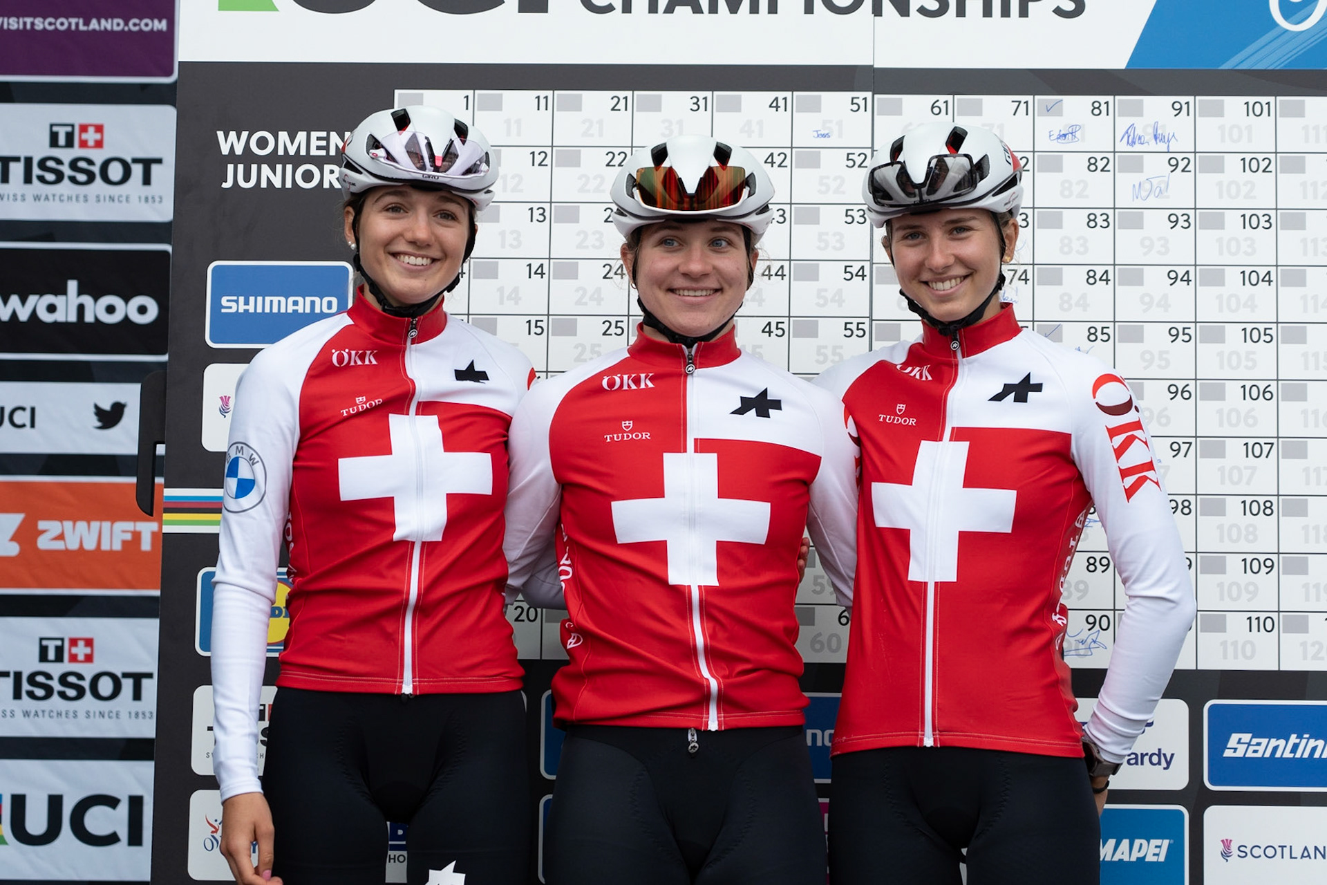 Glasgow, Scotland, UK. 5th August 2023. UCI World Championships - Junior Woman – Presentation of Teams prior to the Road Race of 5 laps of the city centre circuit. Credit R.Gass/Alamy Live News