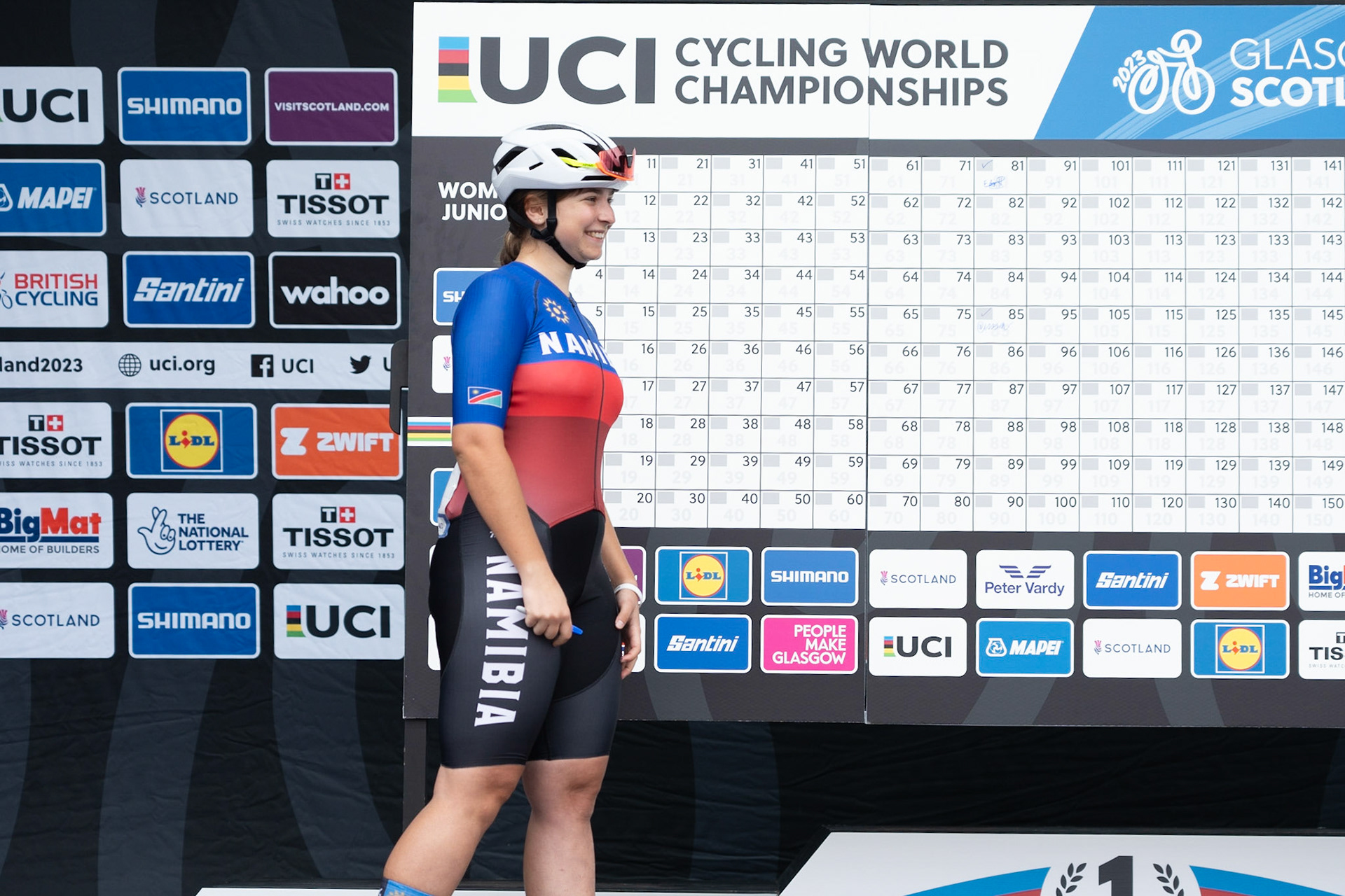 Glasgow, Scotland, UK. 5th August 2023. UCI World Championships - Junior Woman – Presentation of Teams prior to the Road Race of 5 laps of the city centre circuit. Credit R.Gass/Alamy Live News
