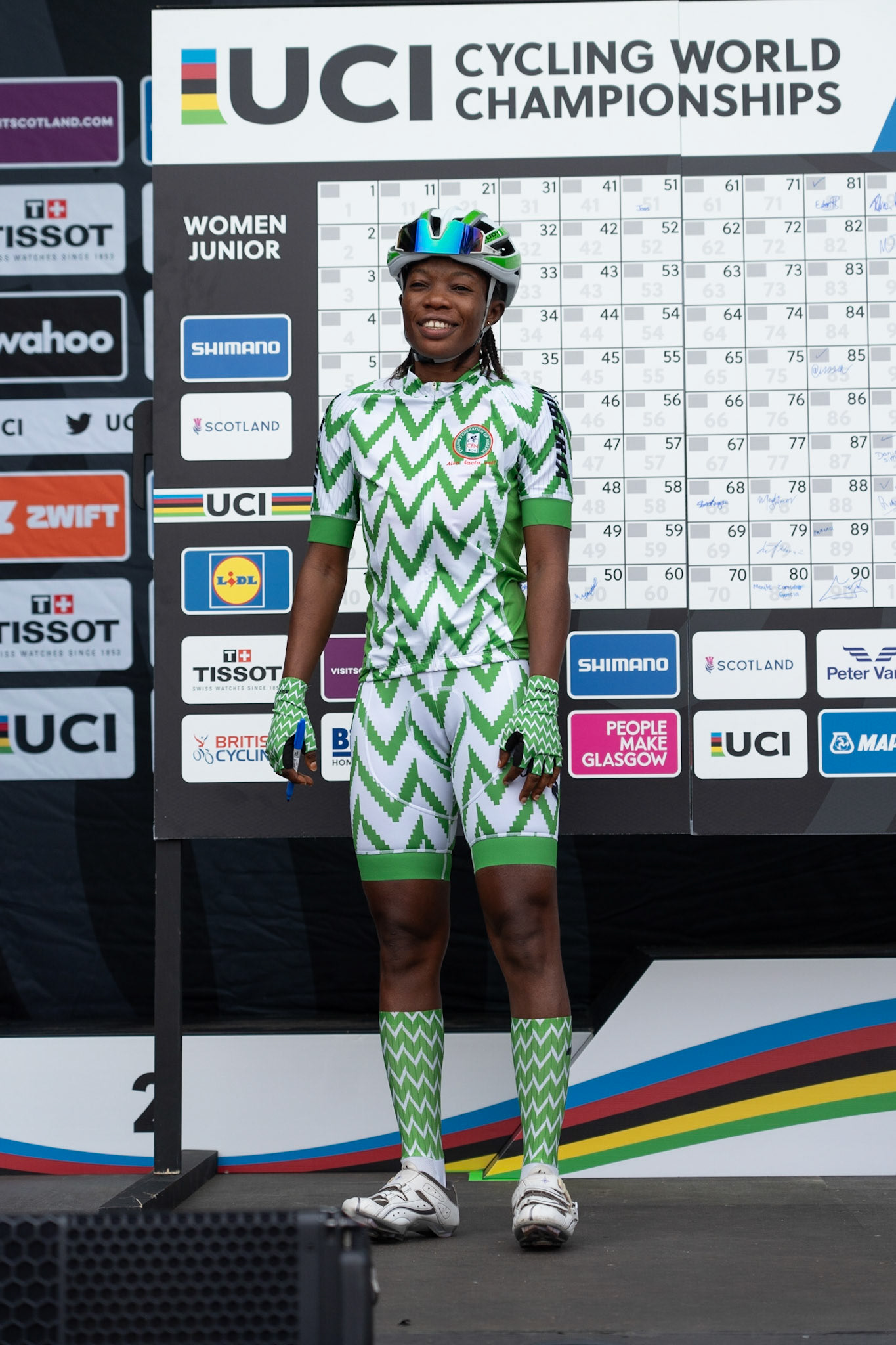Glasgow, Scotland, UK. 5th August 2023. UCI World Championships - Junior Woman – Presentation of Teams prior to the Road Race of 5 laps of the city centre circuit. Credit R.Gass/Alamy Live News